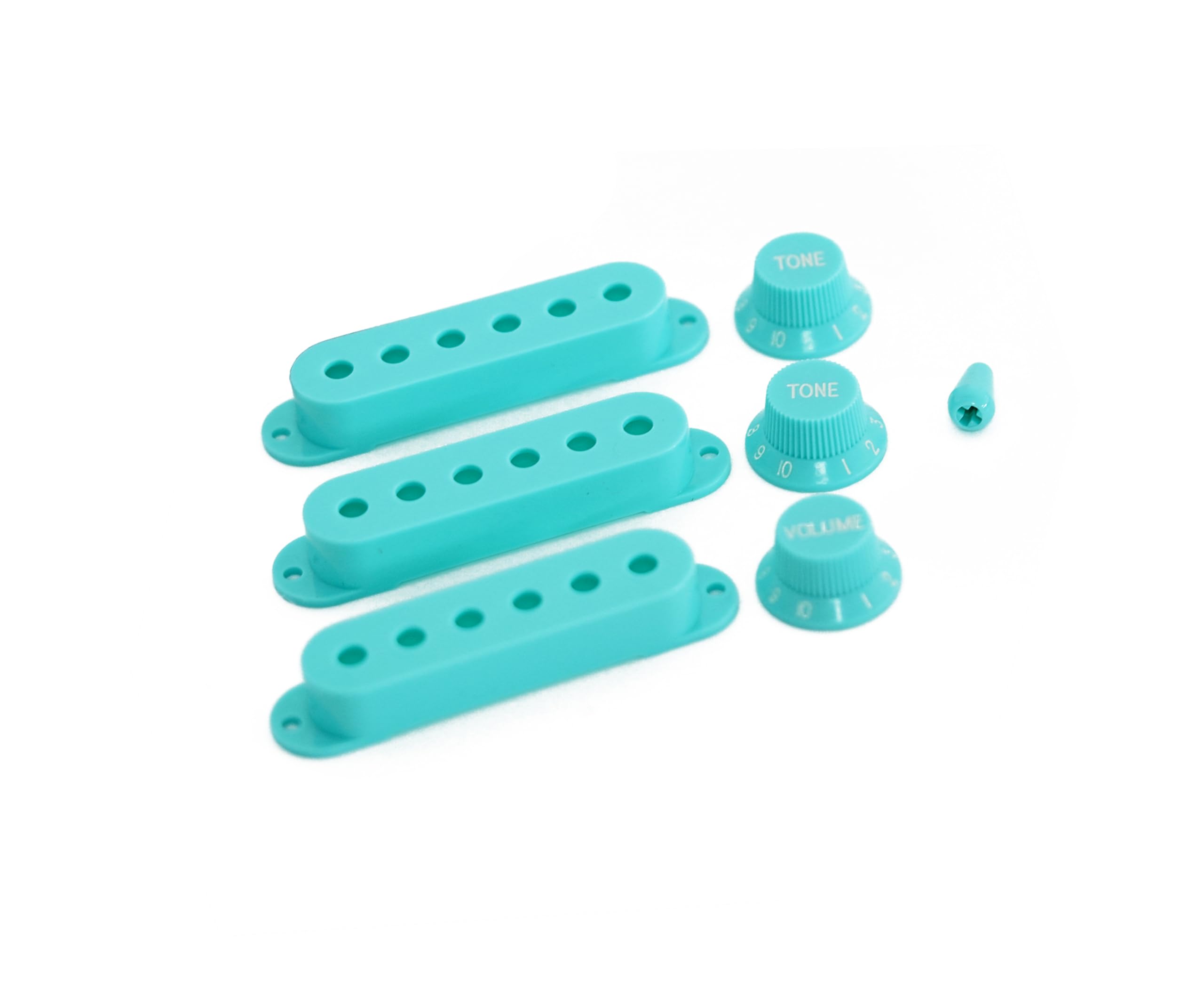 Guyker 3Pcs Plastic Guitars Single Coil Pickup Covers (52Mm Pole Spacing) & 1 Volume 2 Tone 1V2T Switch Knobs & Switch Tip Cap P