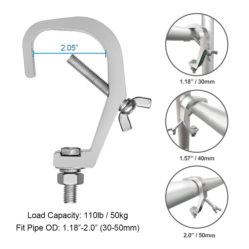 1.18 -2 Inch Truss Clamp Stage Lights Clamp, 8PCS WorldLite Premium Stage Lighting C Clamps for DJ Lighting Par Lights Spot Ligh
