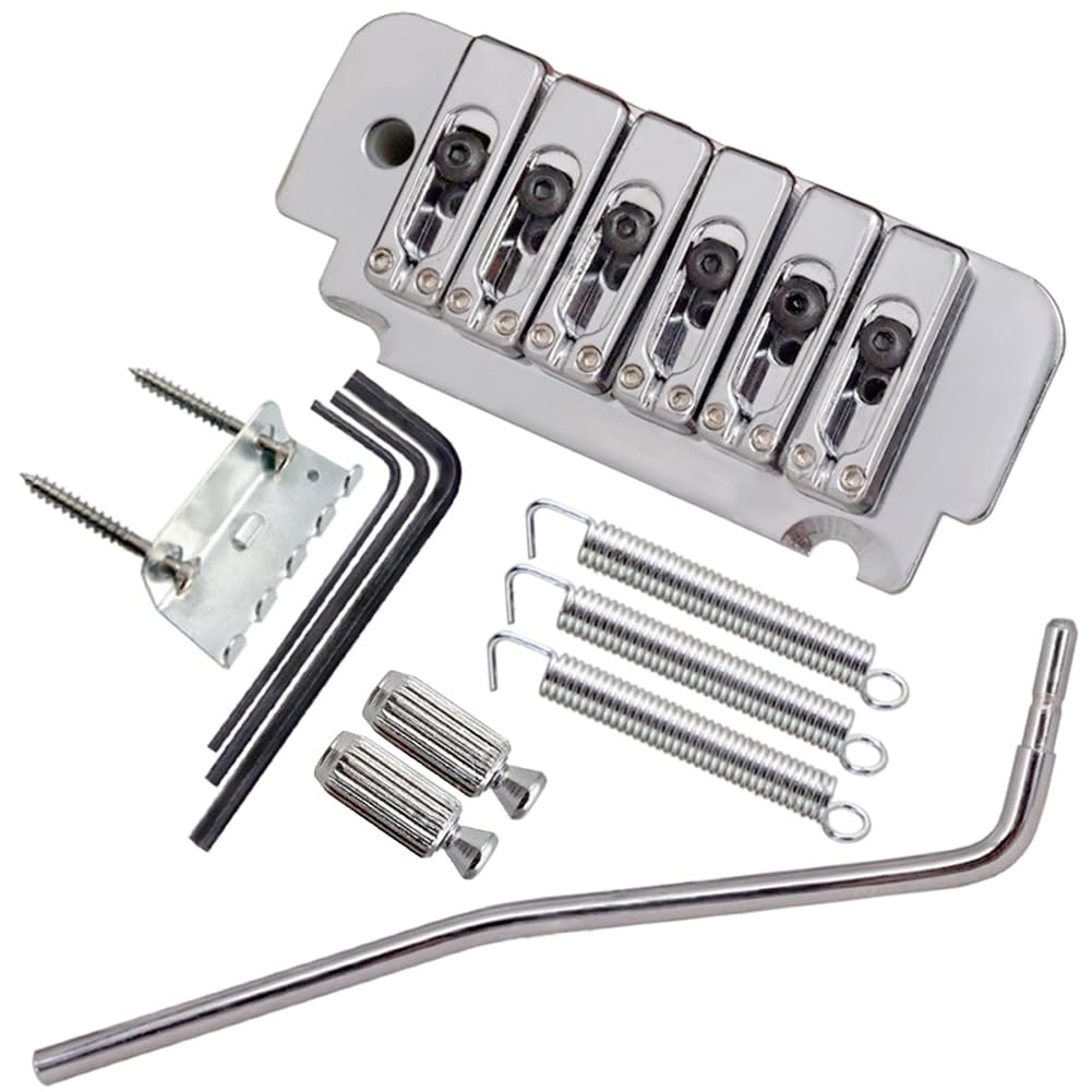 Guitar Tremolo Bridge A Set 6 String Individual Saddle For Squier Fender Strat Guitar Heavy Thickened Base (Chrome)