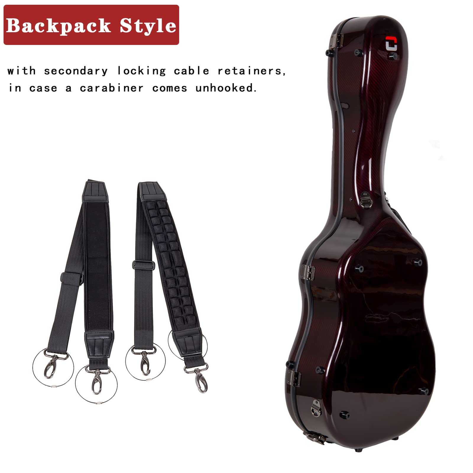 Crossrock Air Carbon series Dreadnought Acoustic Guitar case, 100% carbon fiber Flight Case with protective cover, American Flag