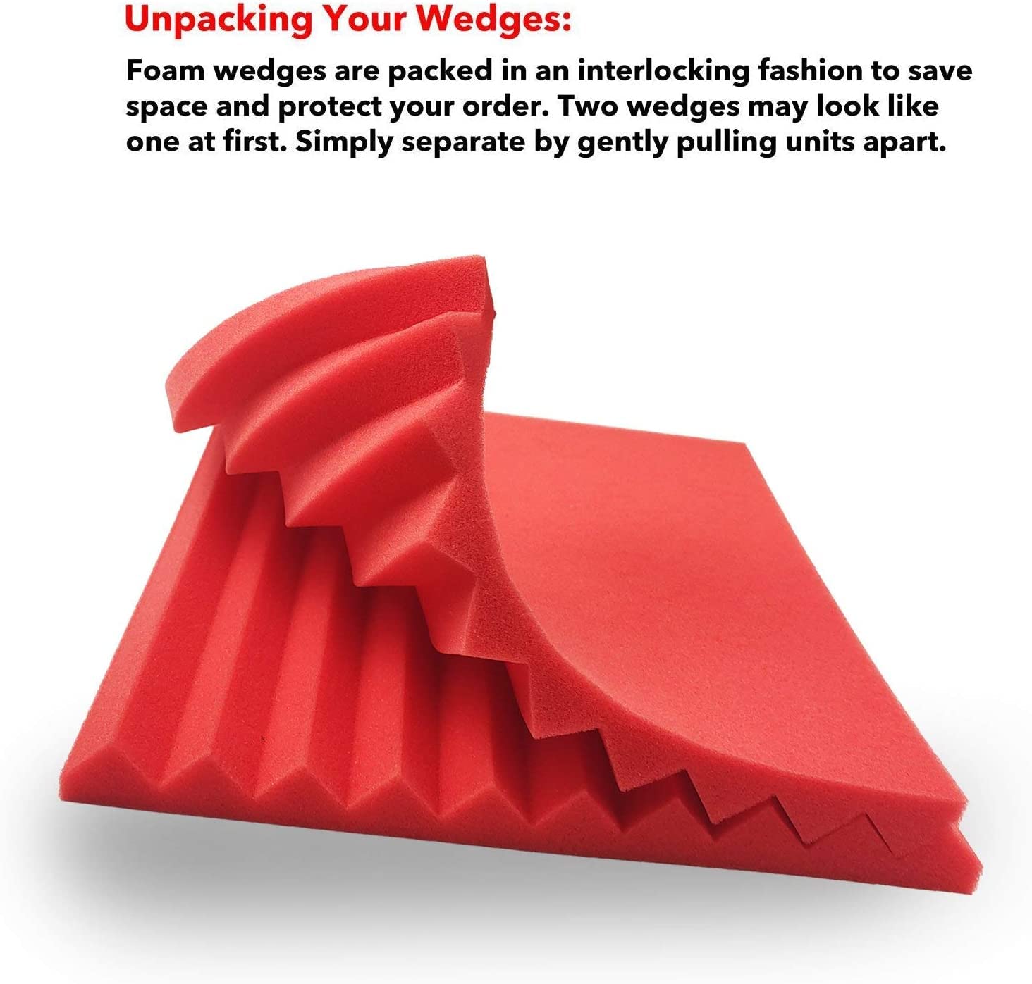 JBER 12 Pack Acoustic Foam Panels, 1'' X 12'' X 12'' Studio Soundproof Wedge-Shaped Fireproof Soundproof Liner Acoustic Treatmen