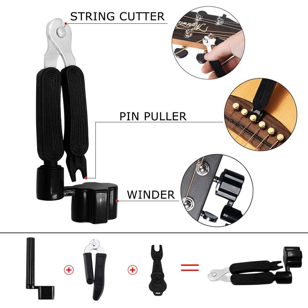 48PCS Acoustic Guitar Accessories Kit, Guitar Strings Replacement Changing Tool Including Guitar Acoustic Strings, Picks, Capo,
