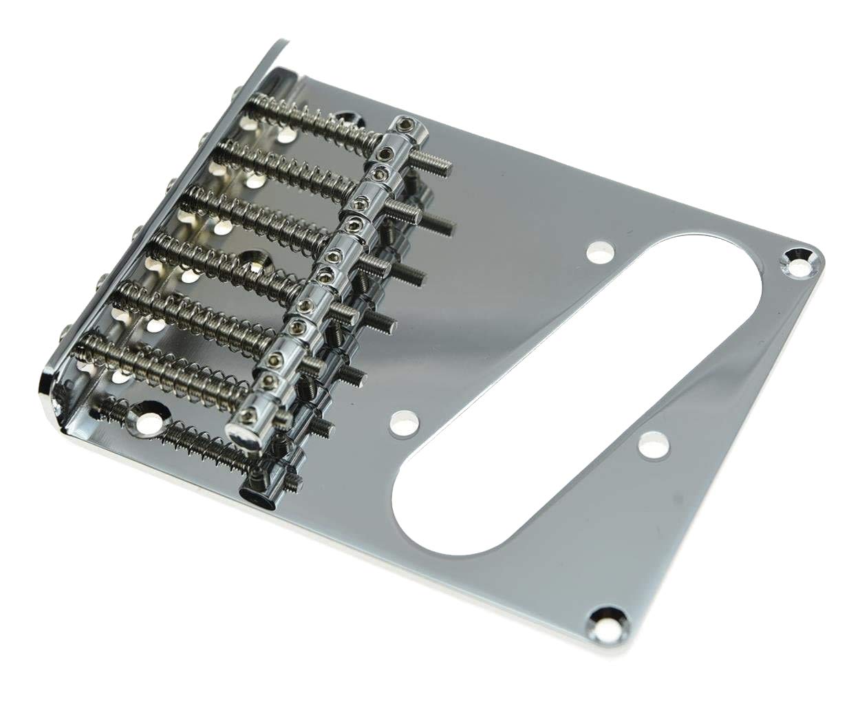 KAISH Tele Style Single Coil Guitar Bridge with 6 Barrel Saddles for Telecaster Chrome