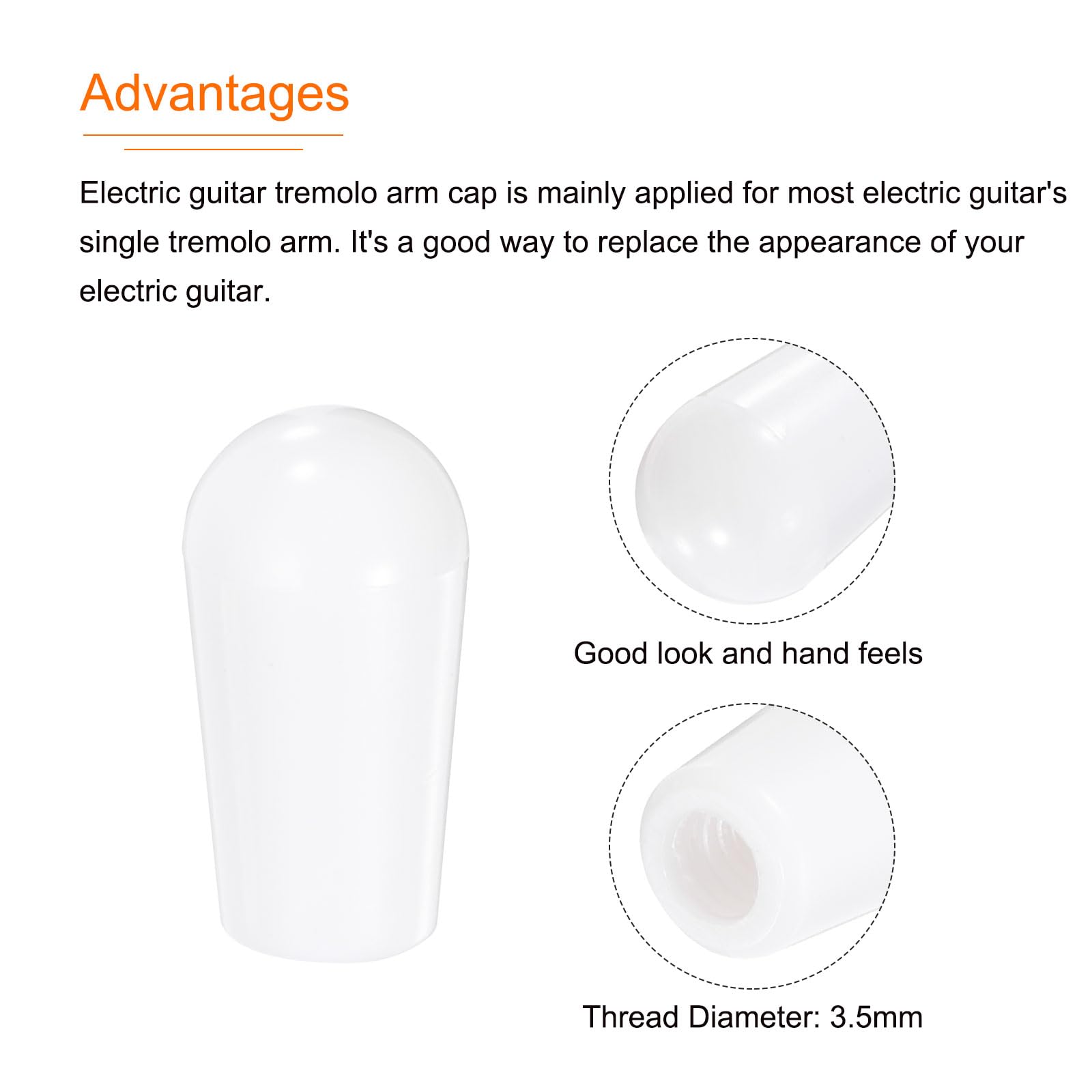 MECCANIXITY 2Pcs LP Guitar 3 Way Pickup Switch Tip Thread M3.5 Plastic Toggle Switch Knobs Cap for LP Electric Guitar, White