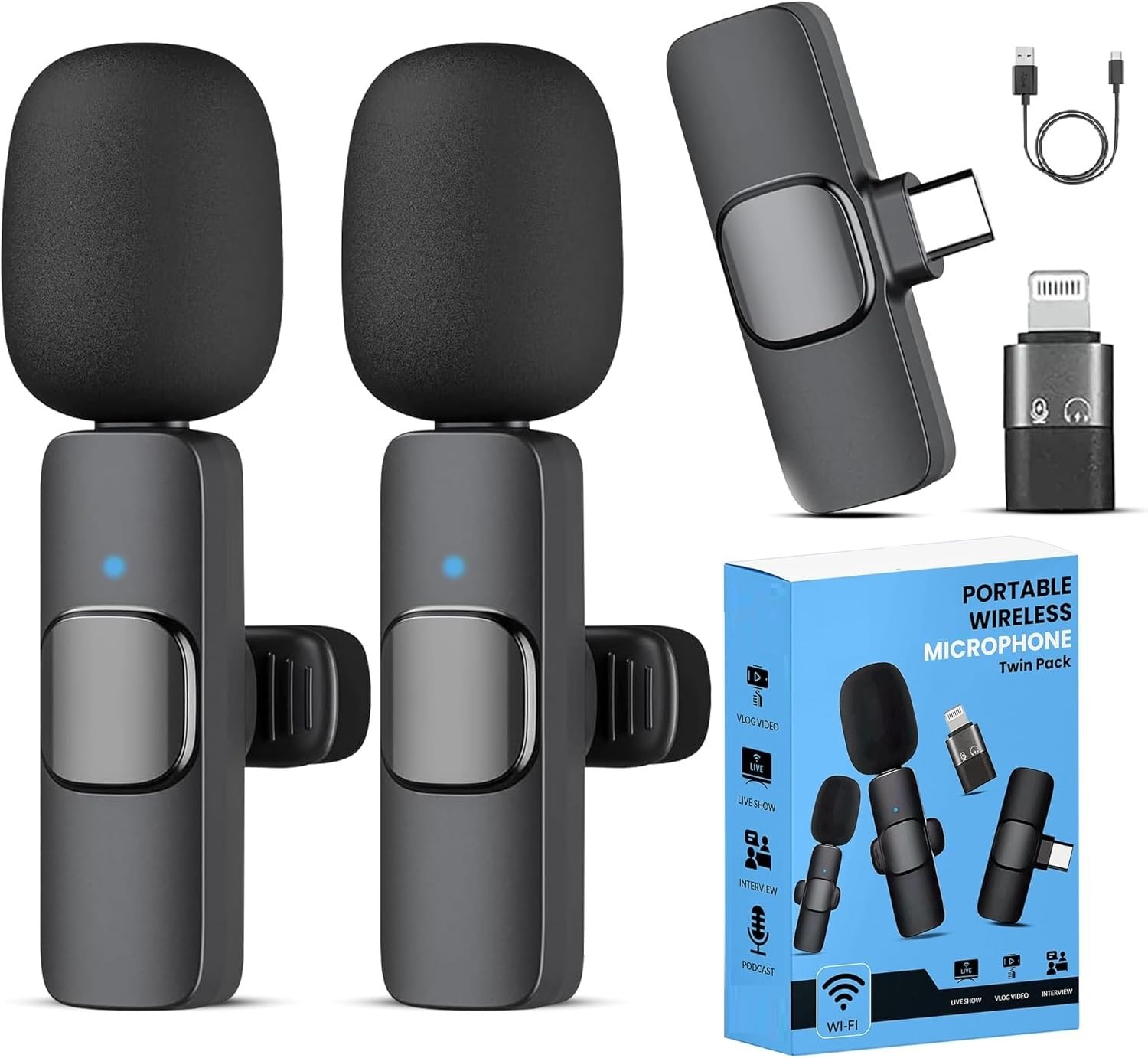 Suicune Digital Mini Portable Recording Clip Mic, Lapel Microphone, Mini Microphone For Iphone/Ipad/Android Phone/Laptop,