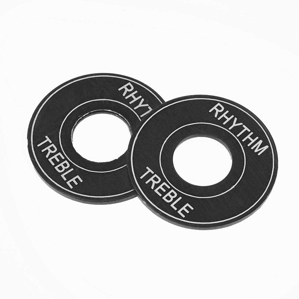 Fafeims Guitar Switch Ring,2Pcs Aluminum Toggle Switch Plate Rhythm Treble Washer Ring for Electric Guitar. (Black)
