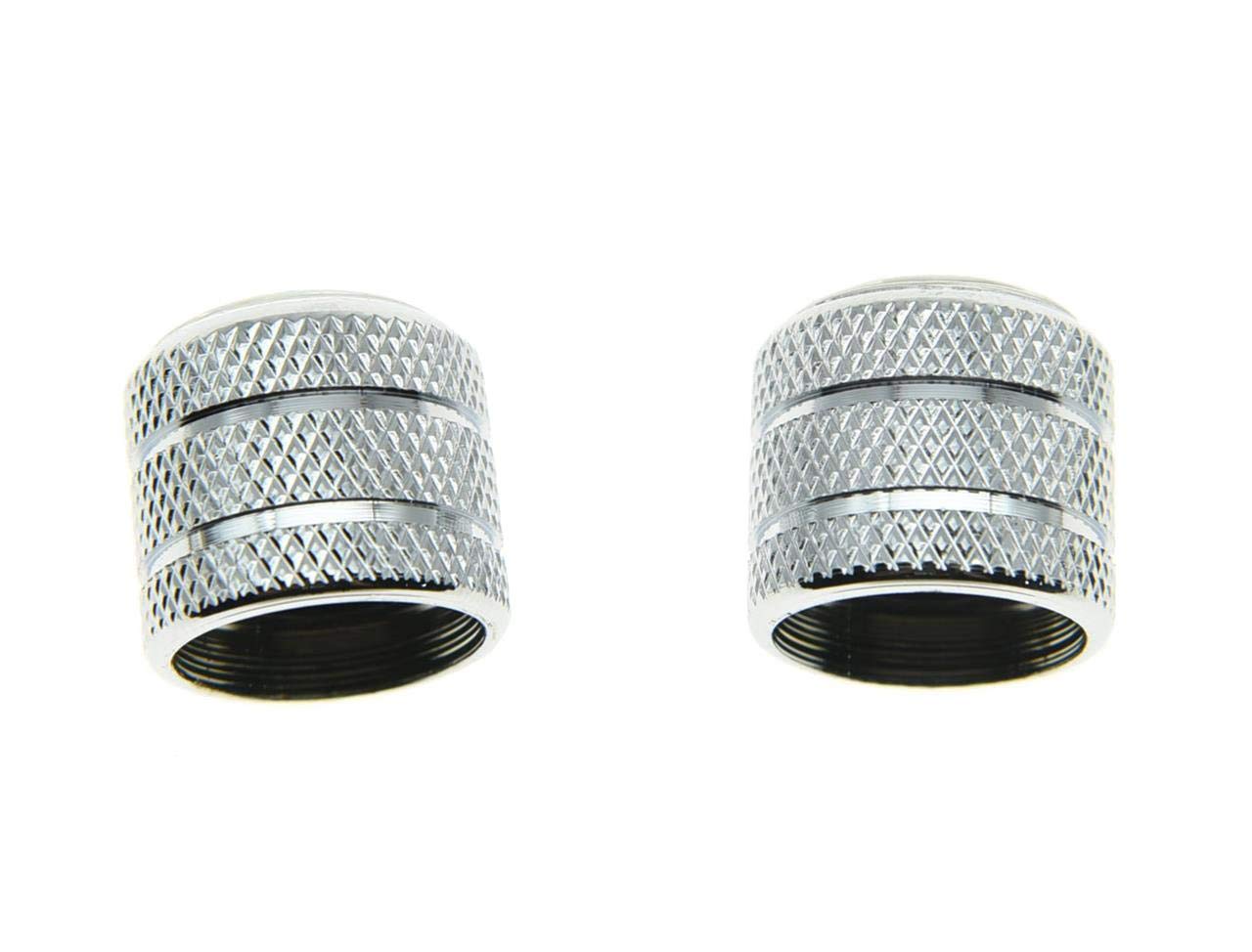 KAISH Chrome Set of 2 Push on Fit Abalone Top Guitar Knobs Dome Knobs Bass Knob for Tele/Telecaster