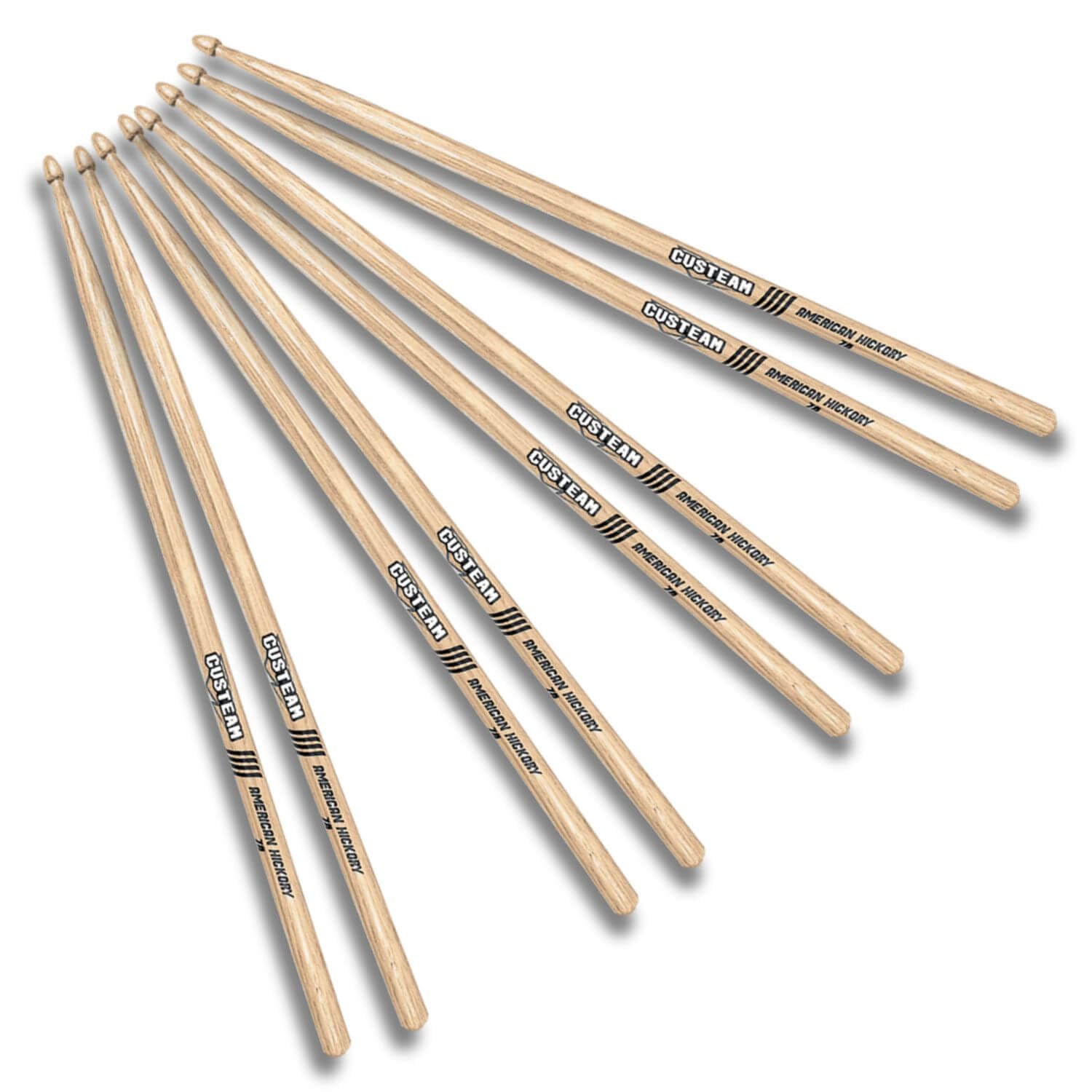 Custeam 7A Drum Sticks, Tear drop Wood Tip Drumsticks - 4Pair Drum Sticks Set with Individual Packaging