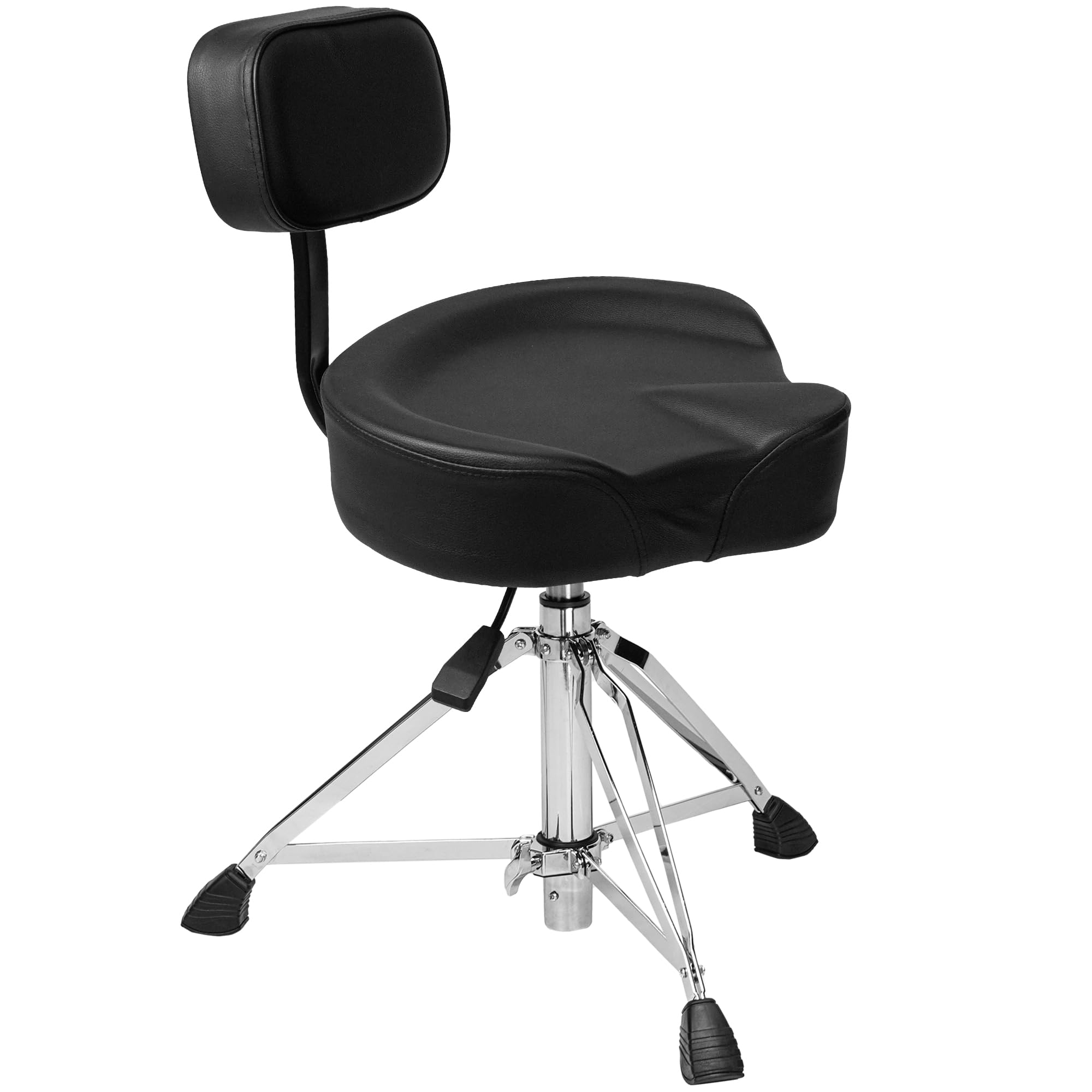 TIZECO Hydraulic Drum Throne with Backrest, Heavy Duty Drum Stool, Drummer Stool Adjustable Height, Motorcycle Style Drummers Se