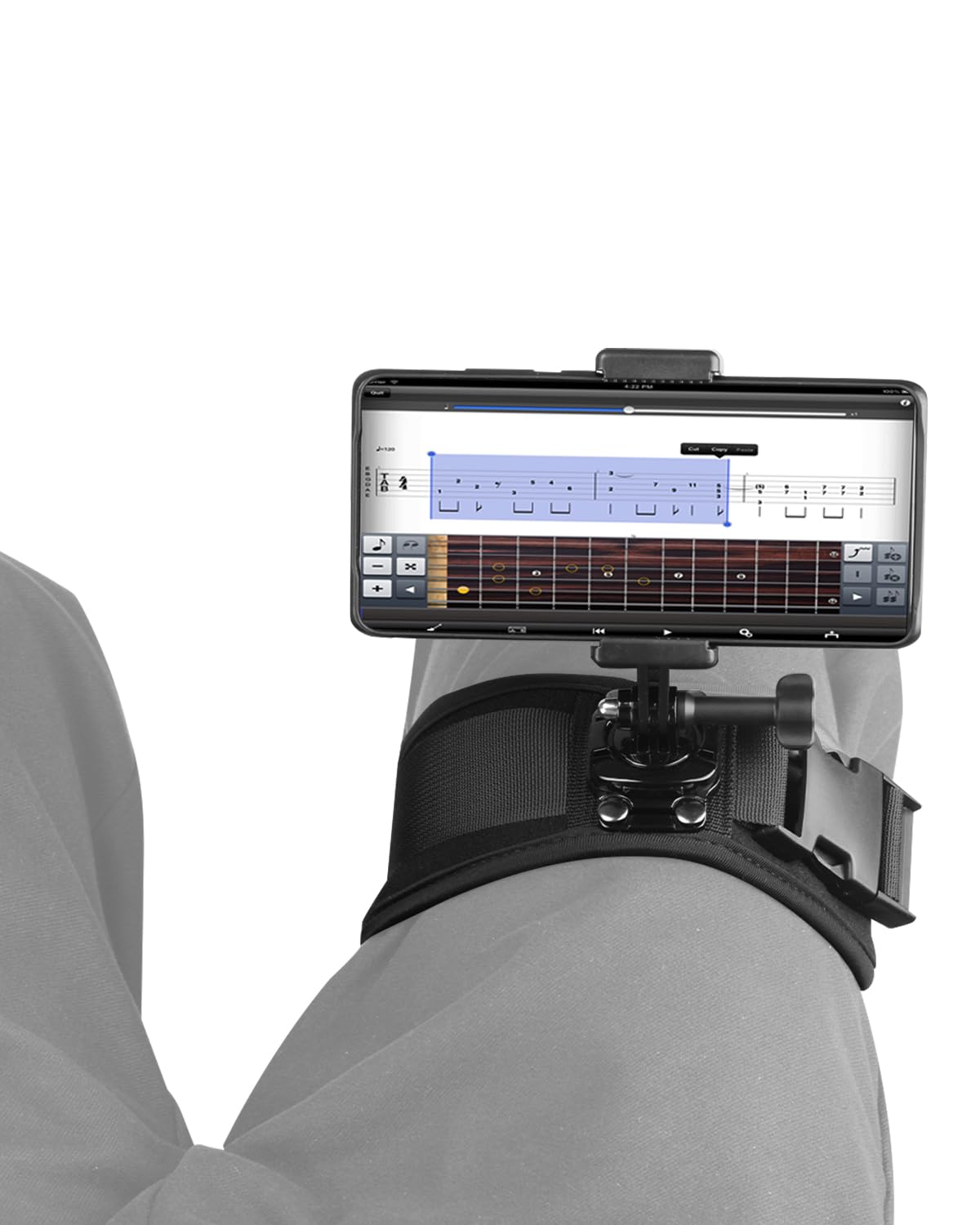 Jishahs Guitar Phone Holder Mount - Phone Strap For Guitar Players - Natural Thigh Positioning - Adjustable Angle - Compatible W