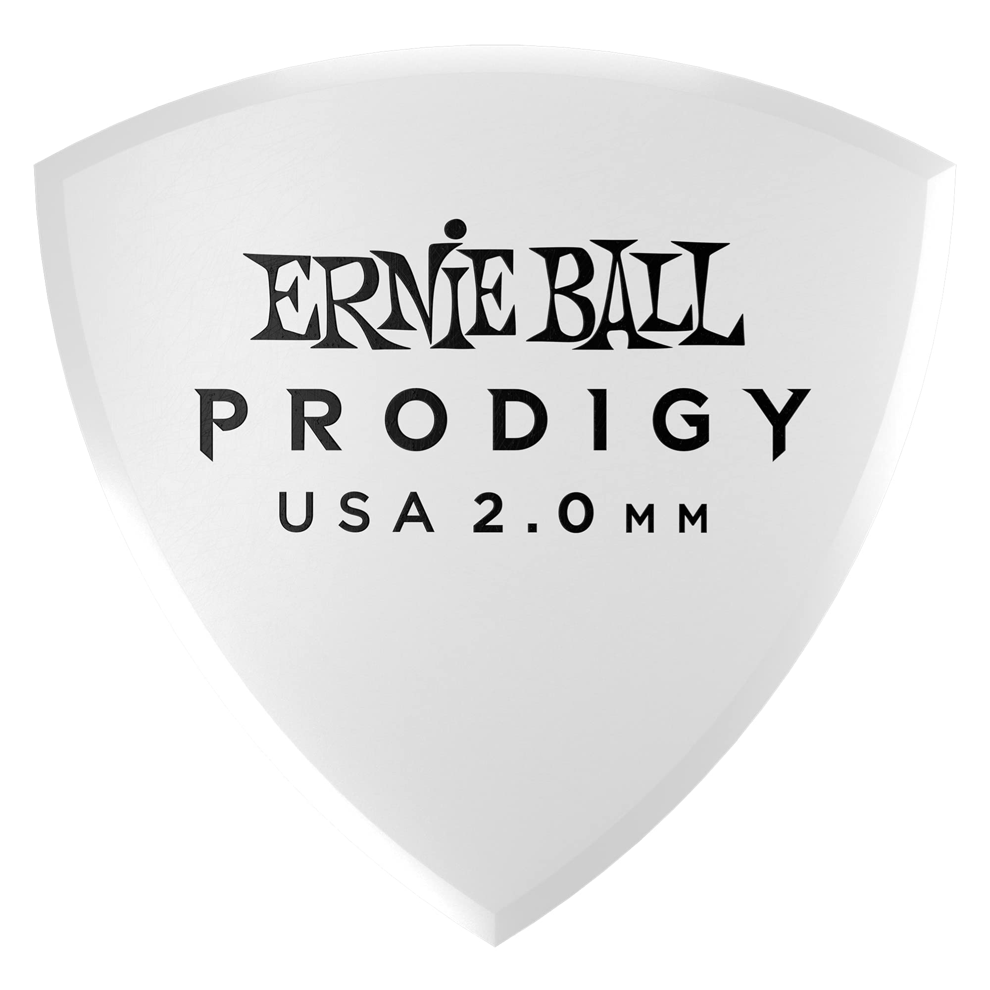Ernie Ball Prodigy Guitar Picks, Large Shield, White 20Mm, 6-Pack (P09338)