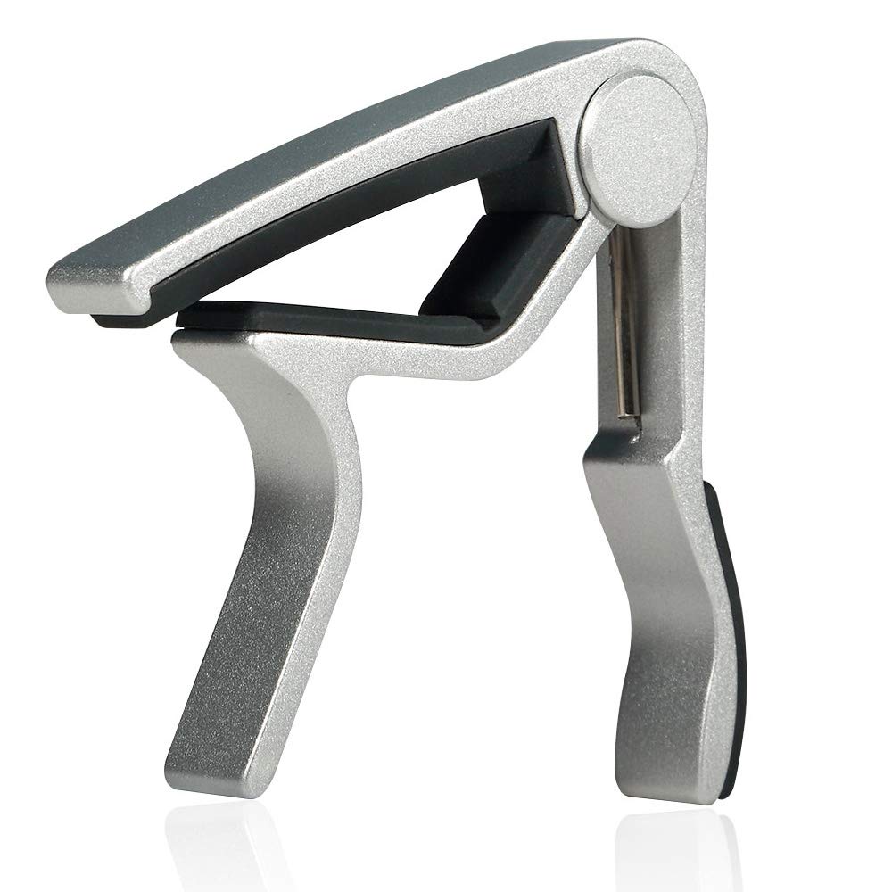WINGO Guitar capo for 6 String Steel Acoustic and Electric Guitars with 5 Picks for Free,Silver