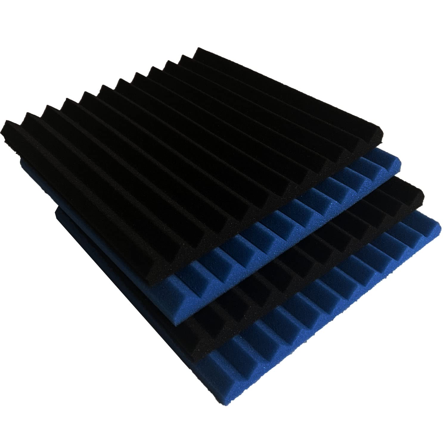 52 Pack Black blue 1'' x 12'' x 12'' Acoustic Wedge Studio Foam Sound Absorption Wall Panels