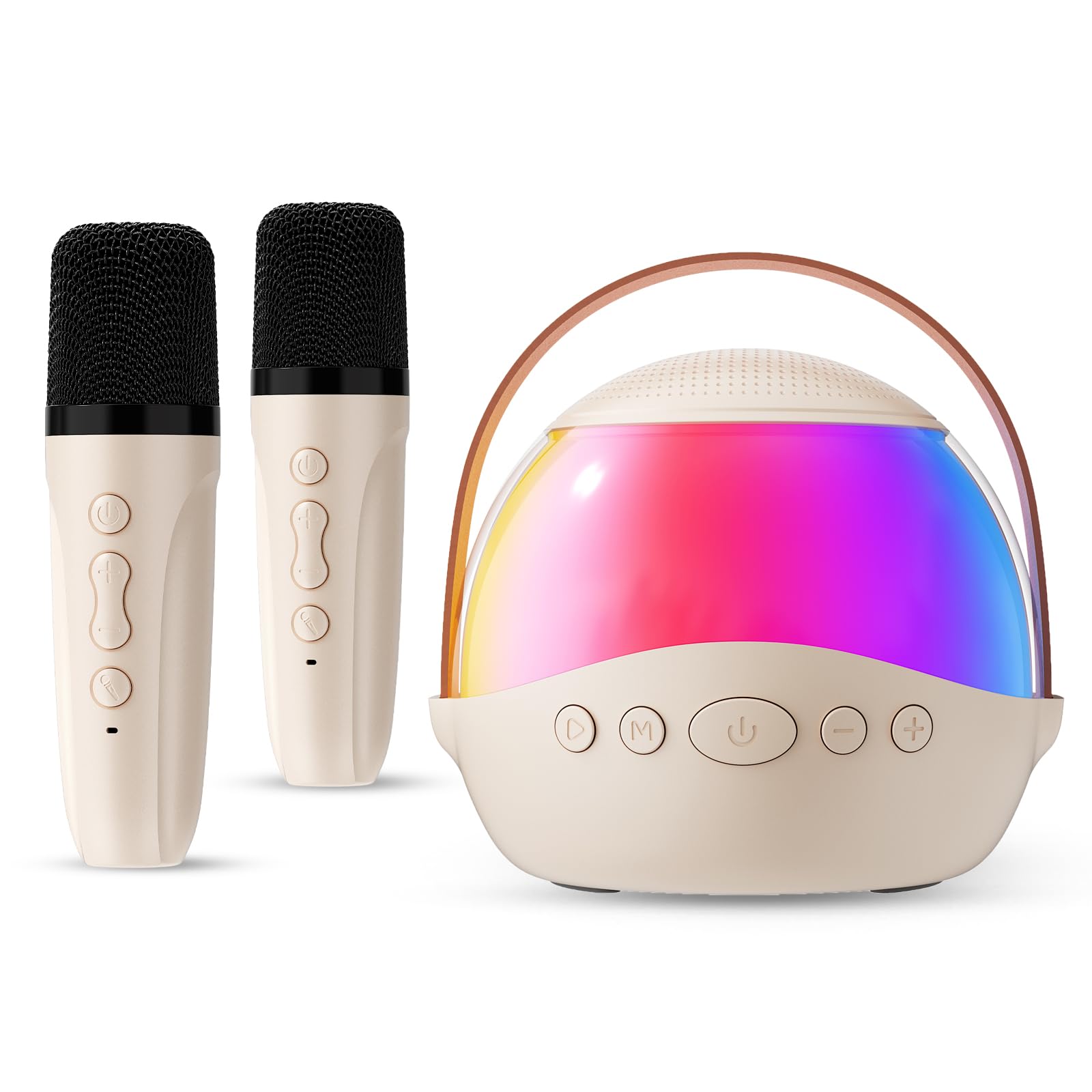 Mini Karaoke Machine Gifts for Kids Adults, Portable Karaoke Speaker with 2 Wireless Microphones, Kids Microphone with Speaker, 