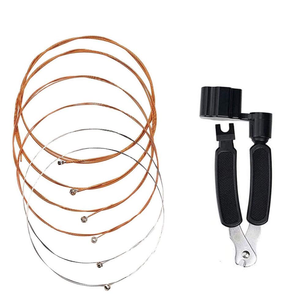 Guitar Strings Set For Beginner Learner Practice(Set Of 6) With 3 In 1 Guitar String Cutter