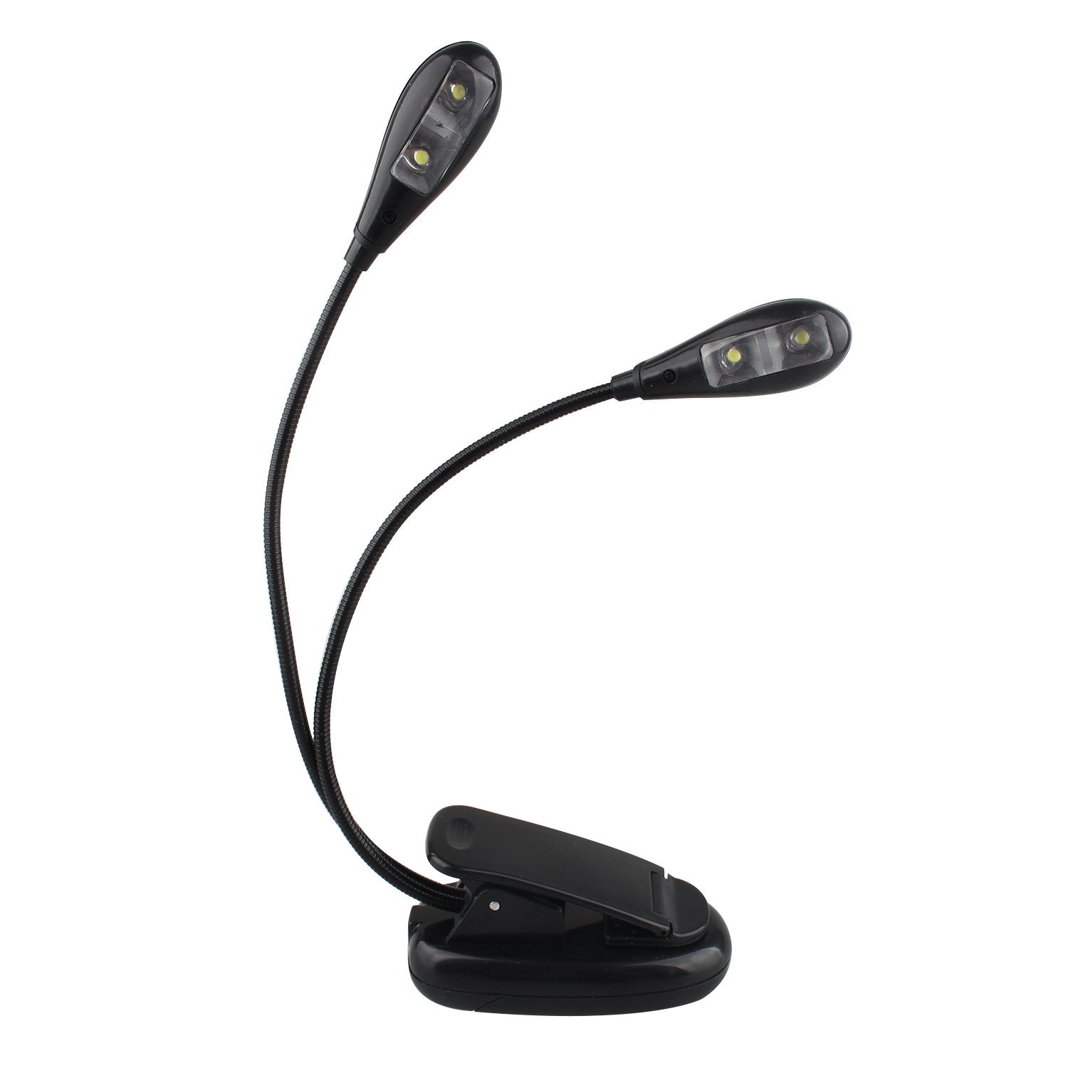Futheda Protable Dual Head Music Stand Light Book Light with 2 Flexible Gooseneck Arms 4 LED Clip on, Eye care, Flexible Clip Co