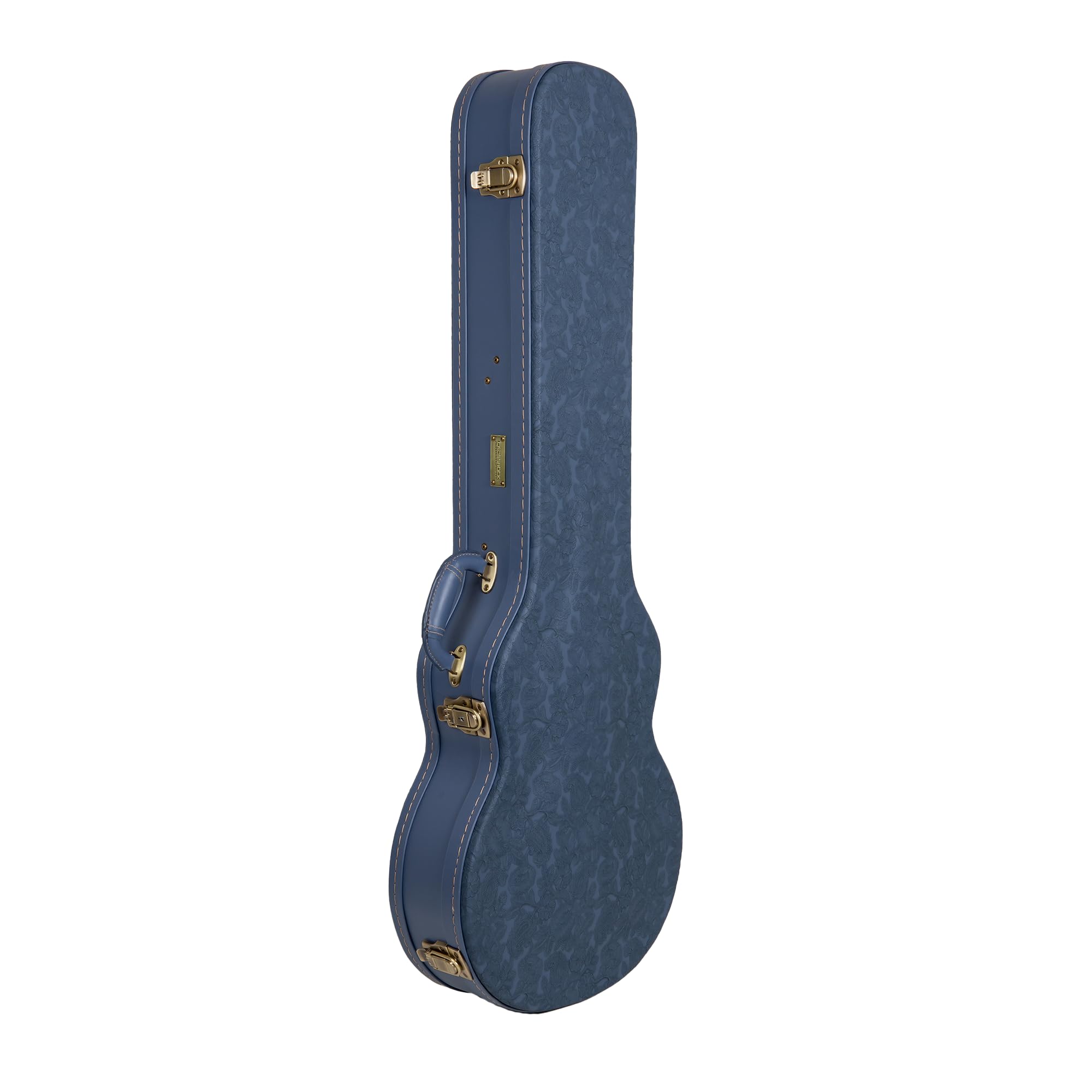 Crossrock Relief Series Les Paul Guitar Case for Single-Cut Electric Guitars | Carved Smoke Blue Finish, Monochrome Blue Velvet