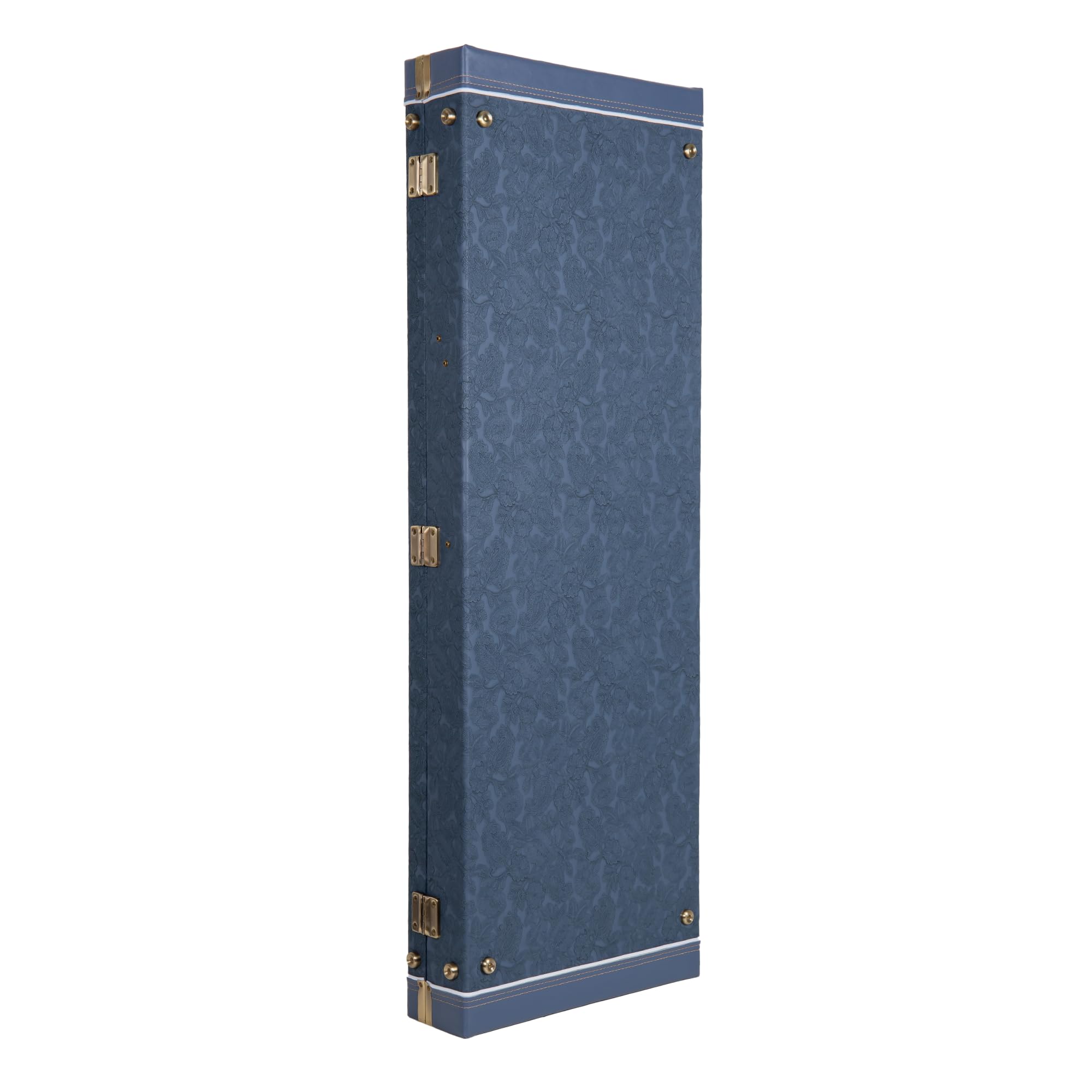 Crossrock Relief Series Electric Guitar Case for Strat & Tele | Carved Smoke Blue Finish, Monochrome Blue Velvet Interior, Lock