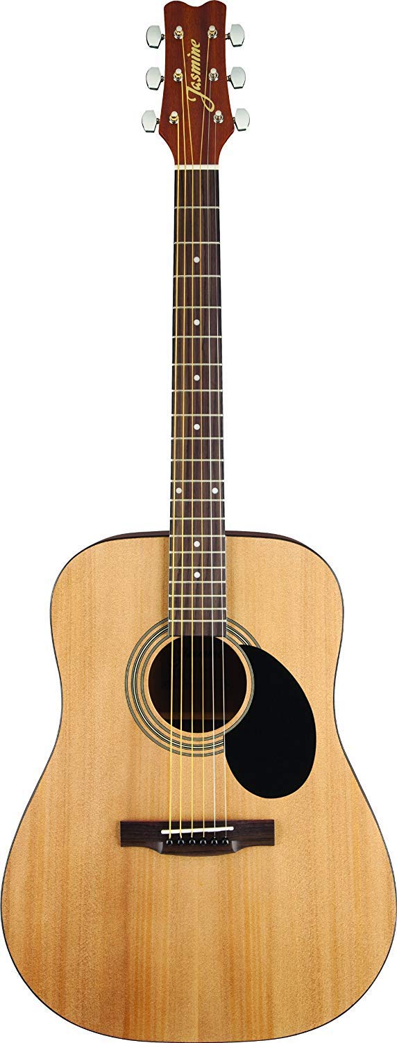 Jasmine S35 Acoustic Guitar - Natural Bundle with Hard Case, Strings, Tuner, Strap, Picks, Instructional Book, DVD, and Austin B