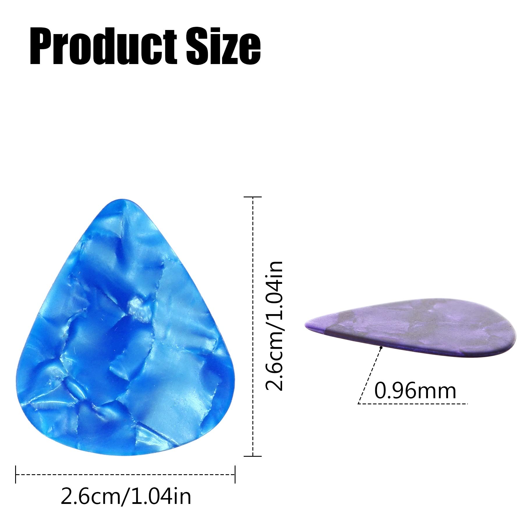 150 Pcs Guitar Picks Sampler Value Pack Mixed Colorful 0.96mm Thickness