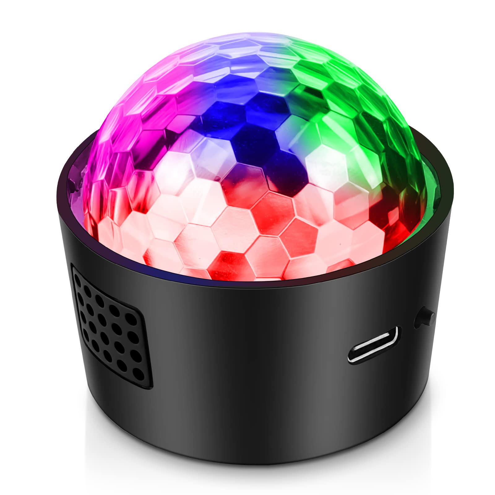 Wiwreenm Mini Disco Ball Light,Rechargeable Party Lights,Sound Activated Strobe DJ Light,Portable Battery Operated,Night Lights 