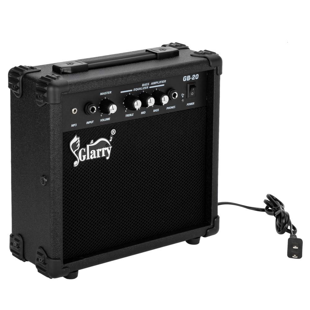GLARRY Electric Bass Combo Amp, Portable Tube Amp with Headphone MP3 Input, 20W Practice Bass Guitar Amplifier Speaker Accessori