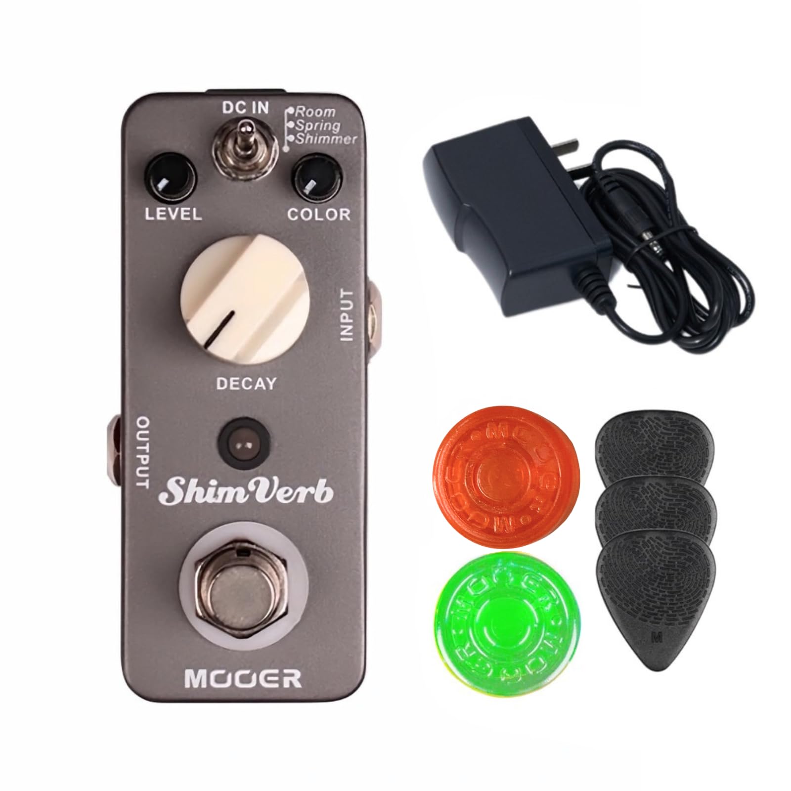 MOOER Shimverb Room, Spring, Shimmer Guitar Reverv Pedal with 9V 300mAh Pedal Power Supply, Pedalboard Footswitch Ccap, Guitar P