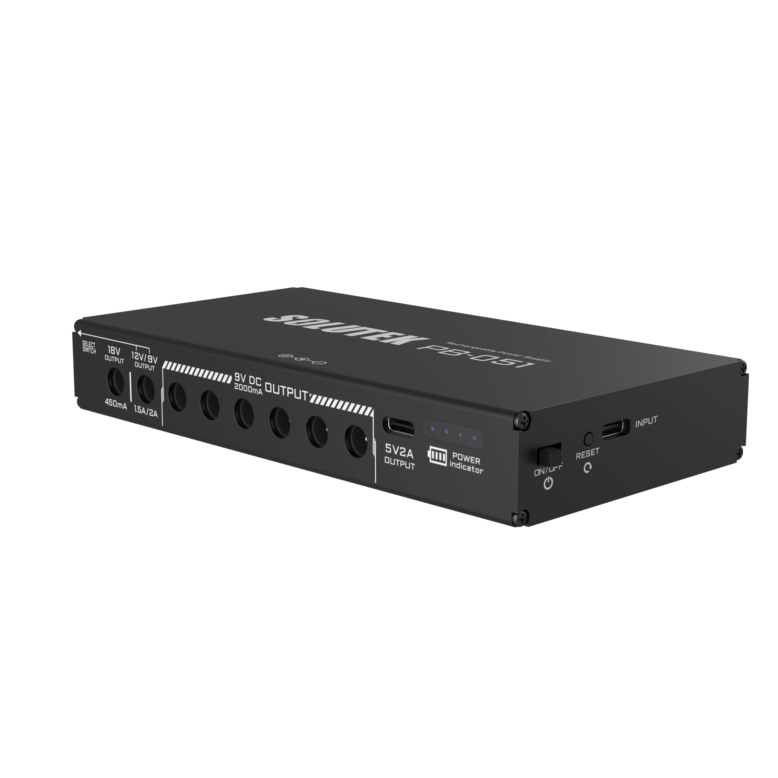 Solutek Rechargeable Guitar Pedal Power Supply | 12800 High-Current 2000mA 9V 12V 18V 5V for Pedal Board and More Devices | Comp