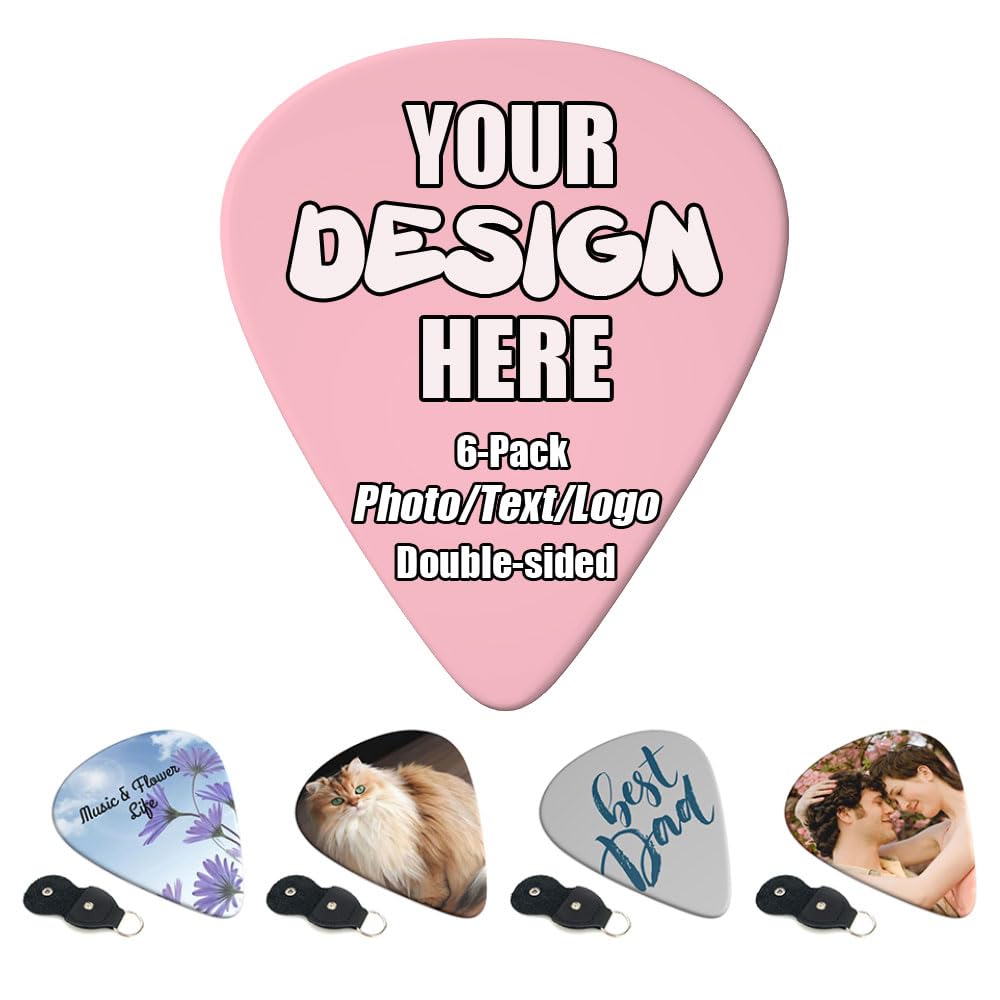 Customize 6 Pack Guitar Pick Birthday Christmas for Bass Guitar Ukulele Players, Custom-made Guitar Picks with Case 6 Pack, Cust