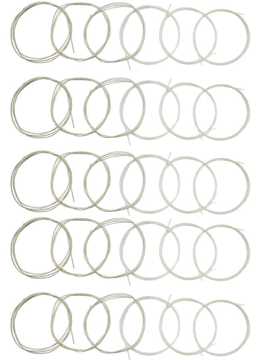 Tuoren 5 Sets Of 6 String Guitar Strings Replacement Nylon String For Classical Guitar (3 Clear Nylon And 3 Nylon Core Alloy Win