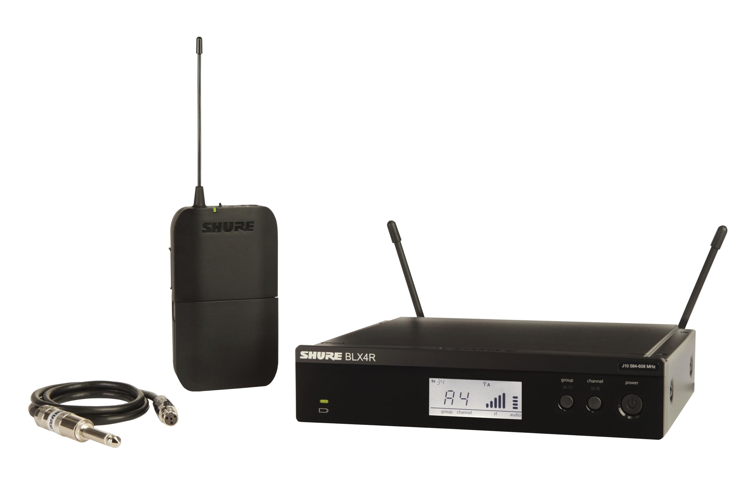 Shure BLX14R UHF Wireless System for Guitar and Bass - 14-Hour Battery Life, 300 ft Range, UHF | Includes 1/4 Jack Instrument Ca