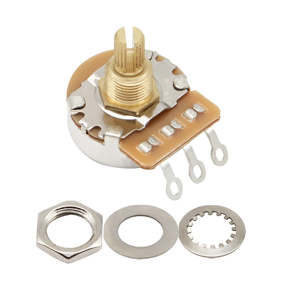 FLEOR 250K Linear Pots 15.5mm Short Split Shaft Guitar Potentiometer, Pack of 2