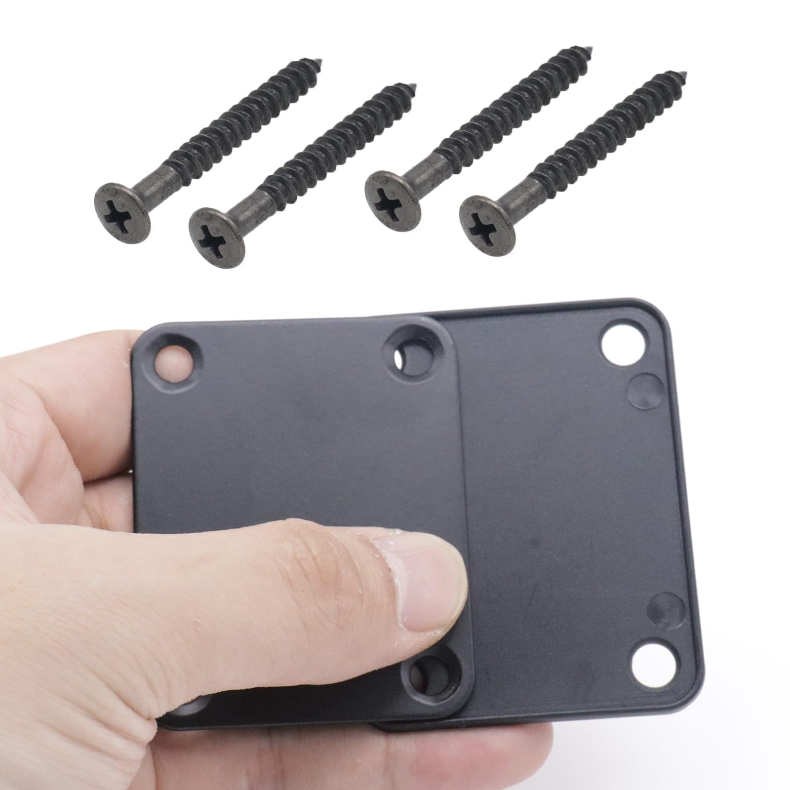 CashBeat Black Electric Bass Guitar Neck Plate, Strengthening Joint Connecting Plate for Guitar Parts, Compatible with Fender St