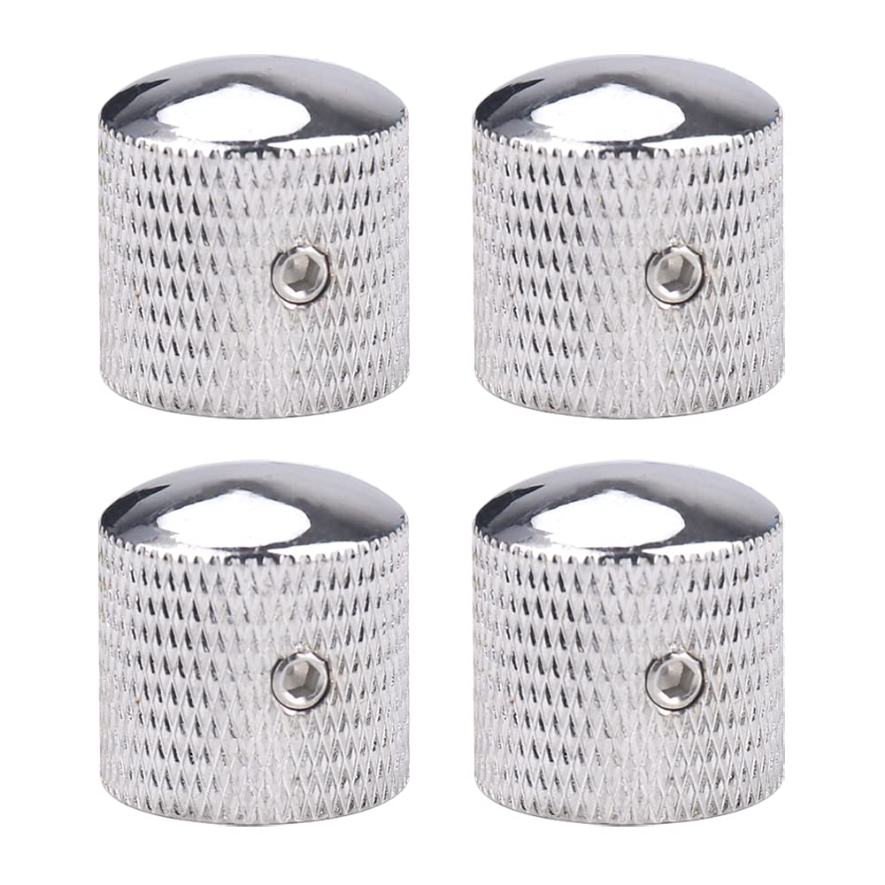 Xiyangjuan 4Pcs Metal Guitar Knobs Chrome Volume Tone Control Knobs Silver Dome Knobs With With Allen Keys For Fender Telecaster