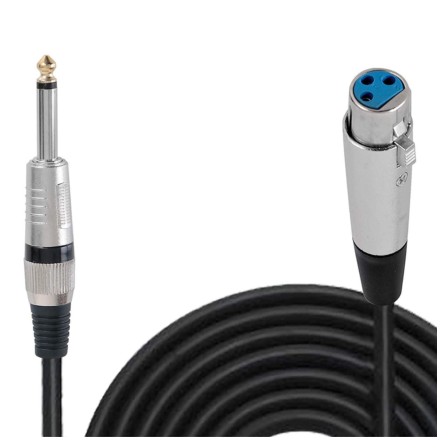 Hakuho Microphone Cable Female Xlr To 1/4 (6.35Mm) Ts Mono Jack 5 Meter Cord Wire For Dynamic Microphones,Amplifiers, .Black, (5