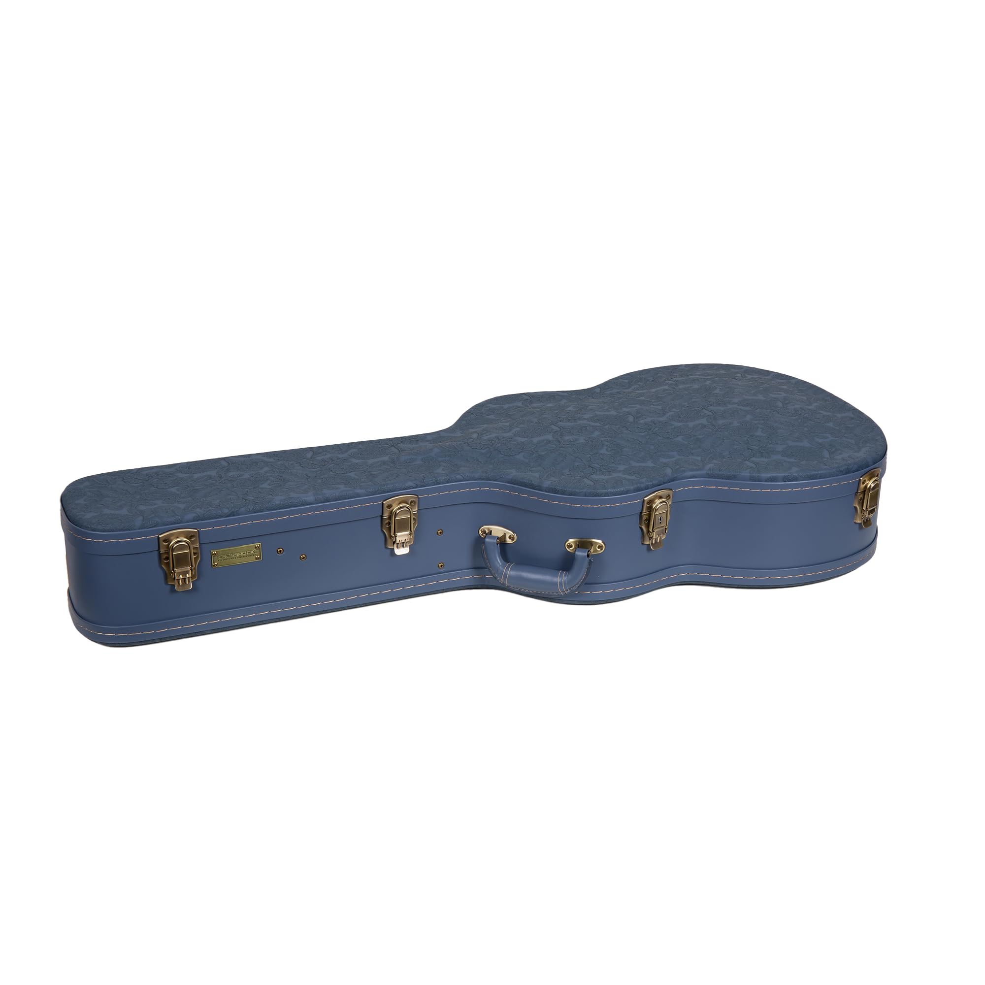 Crossrock Relief Series Classical Guitar Case for 4/4 Nylon-String | Carved Smoke Blue Finish, Monochrome Blue Velvet Interior,