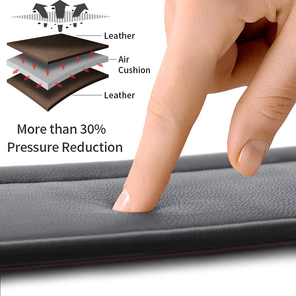 Dulphee Leather Guitar Strap, 3.15'' Genuine Leather Guitar Strap with Suede & Leather Lined for Bass, Electric Guitar and Acous