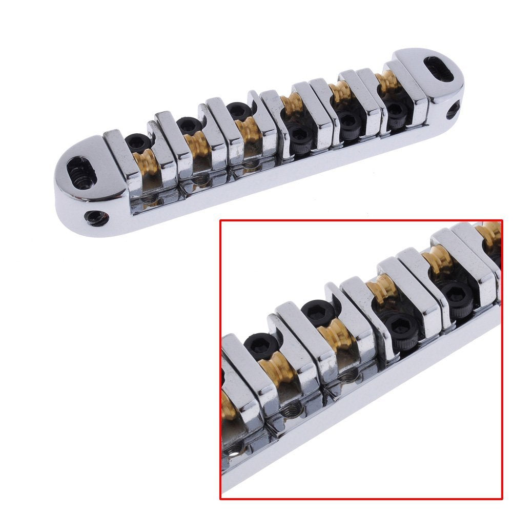 JD.Moon Roller Saddle Bridge ABR-1 Tune-o-matic Bridge Tailpiece Bridge For Les Paul Guitar (Chrome)