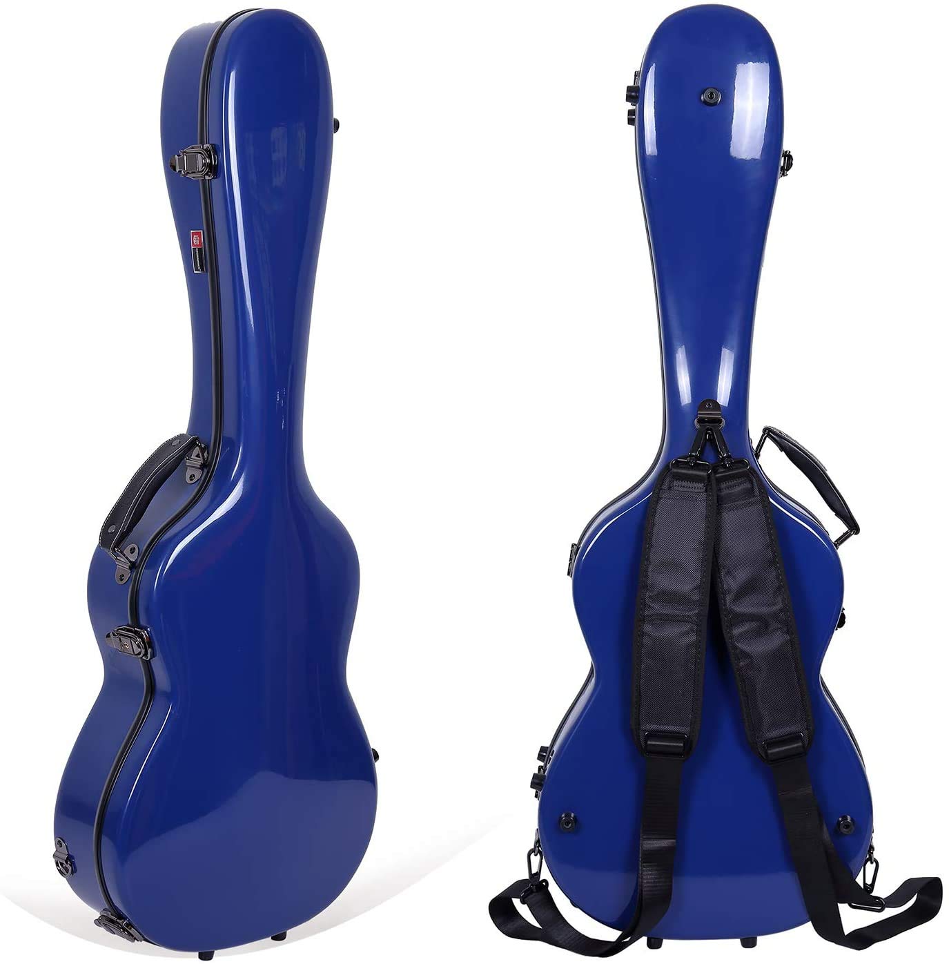 Crossrock Fiberglass Hardshell Backpack Style Navy Blue 3/4 Classical Guitar Case