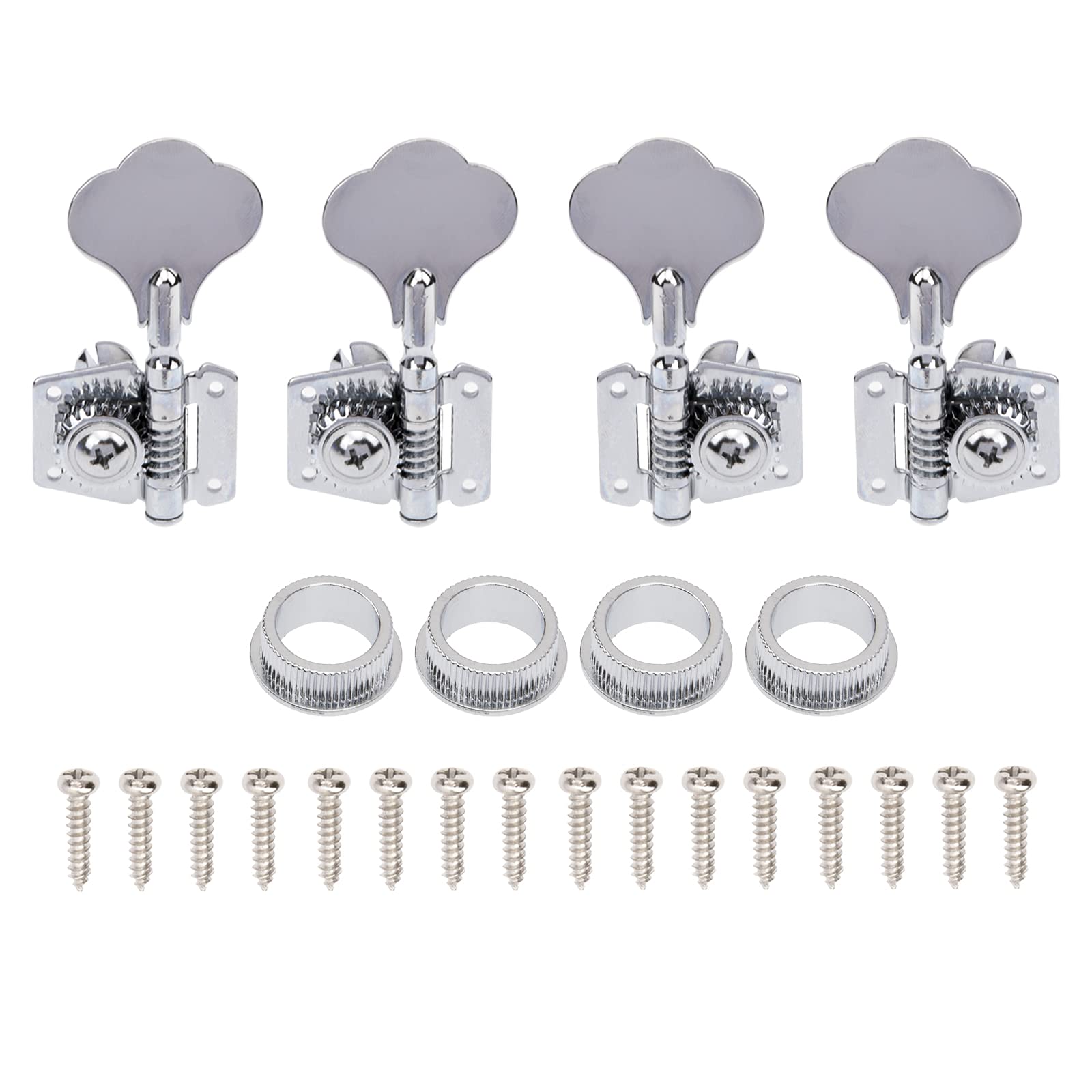 4Pcs Yootones Open Gear Machine Heads Tuners Tuning Pegs 2 Left 2 Right Compatible With 4 Strings Fender Precison Jazz Bass Guit