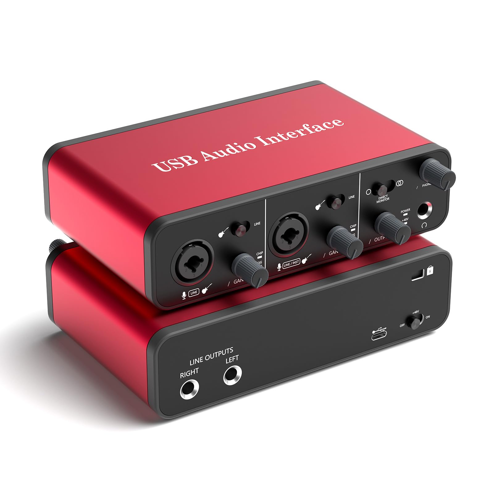 2I2 Usb Audio Interface - 24Bit/192Khz Studio Recording, 48V Phantom Power - Compatible With Daws, Perfect For Music, Podcasting