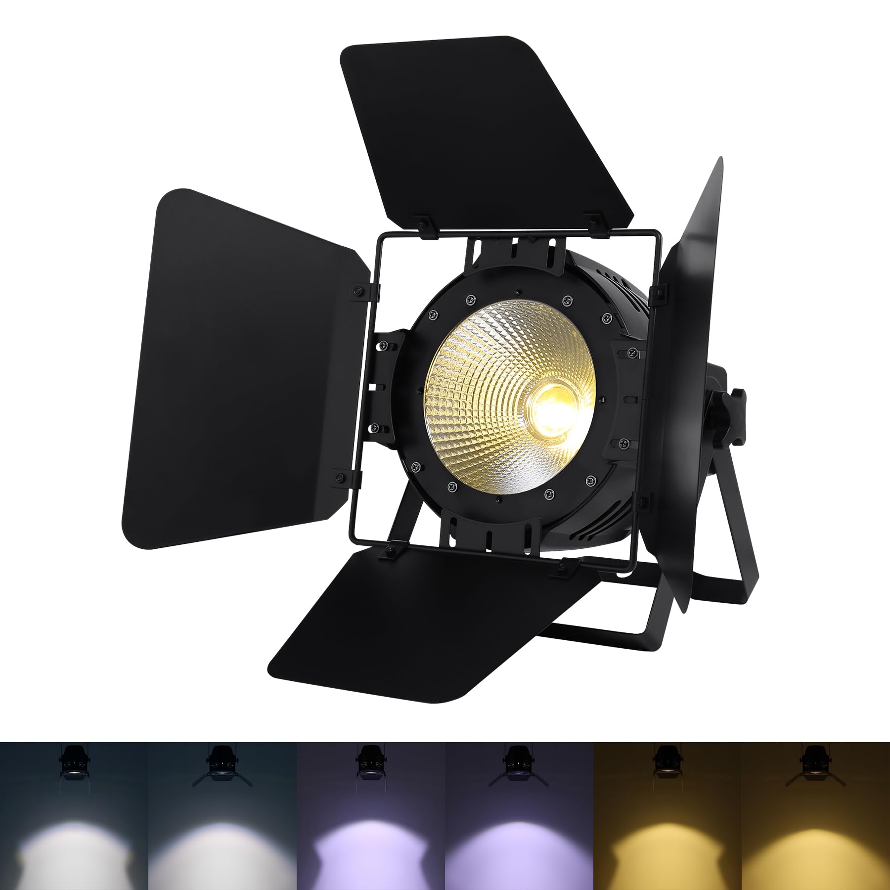 Ridgeyard Spotlight COB 200W Stage Light Par Lights with Barn Doors,Party Warm & Cold Professional DMX Lights Stage Spotlight fo