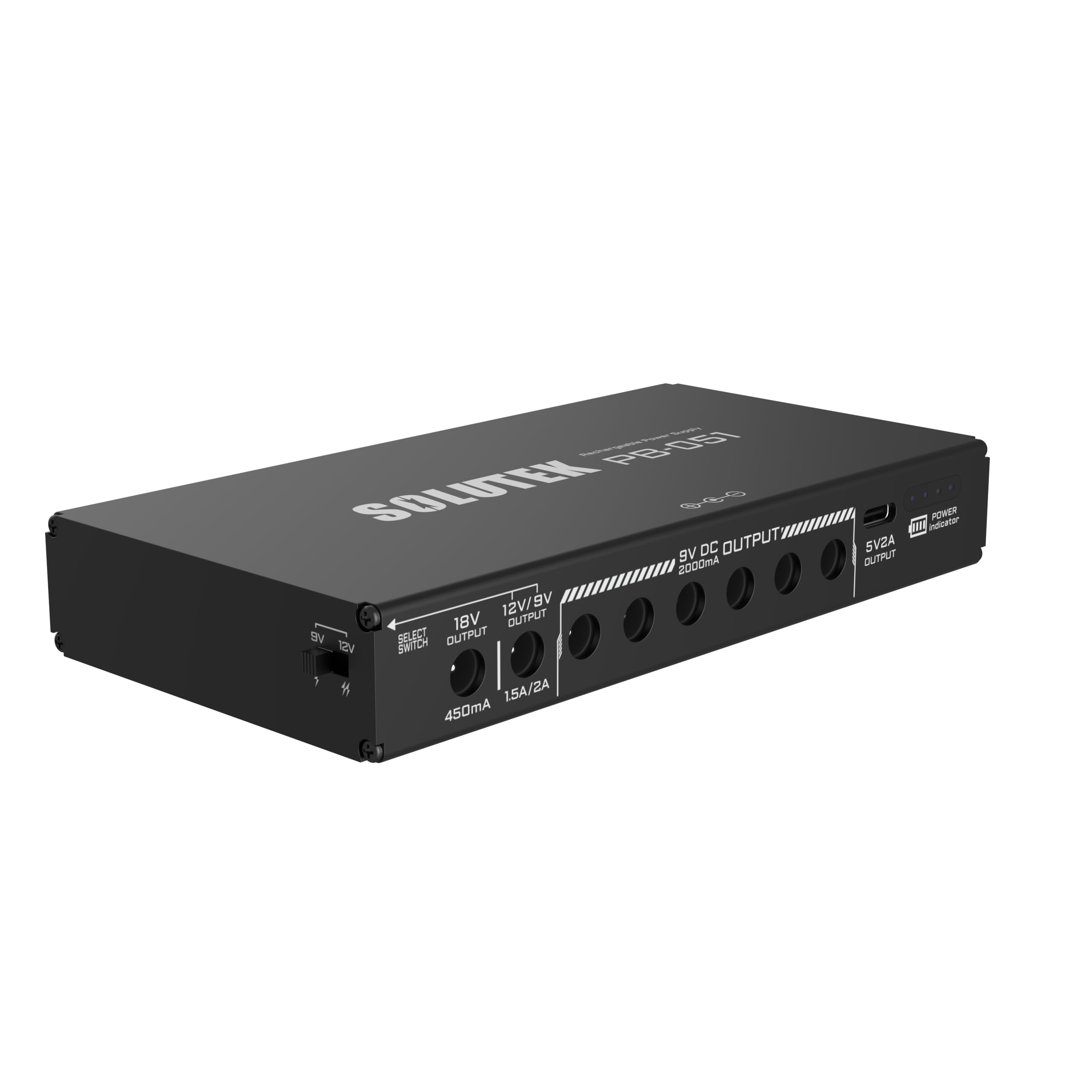Solutek Rechargeable Guitar Pedal Power Supply | 12800 High-Current 2000mA 9V 12V 18V 5V for Pedal Board and More Devices | Comp