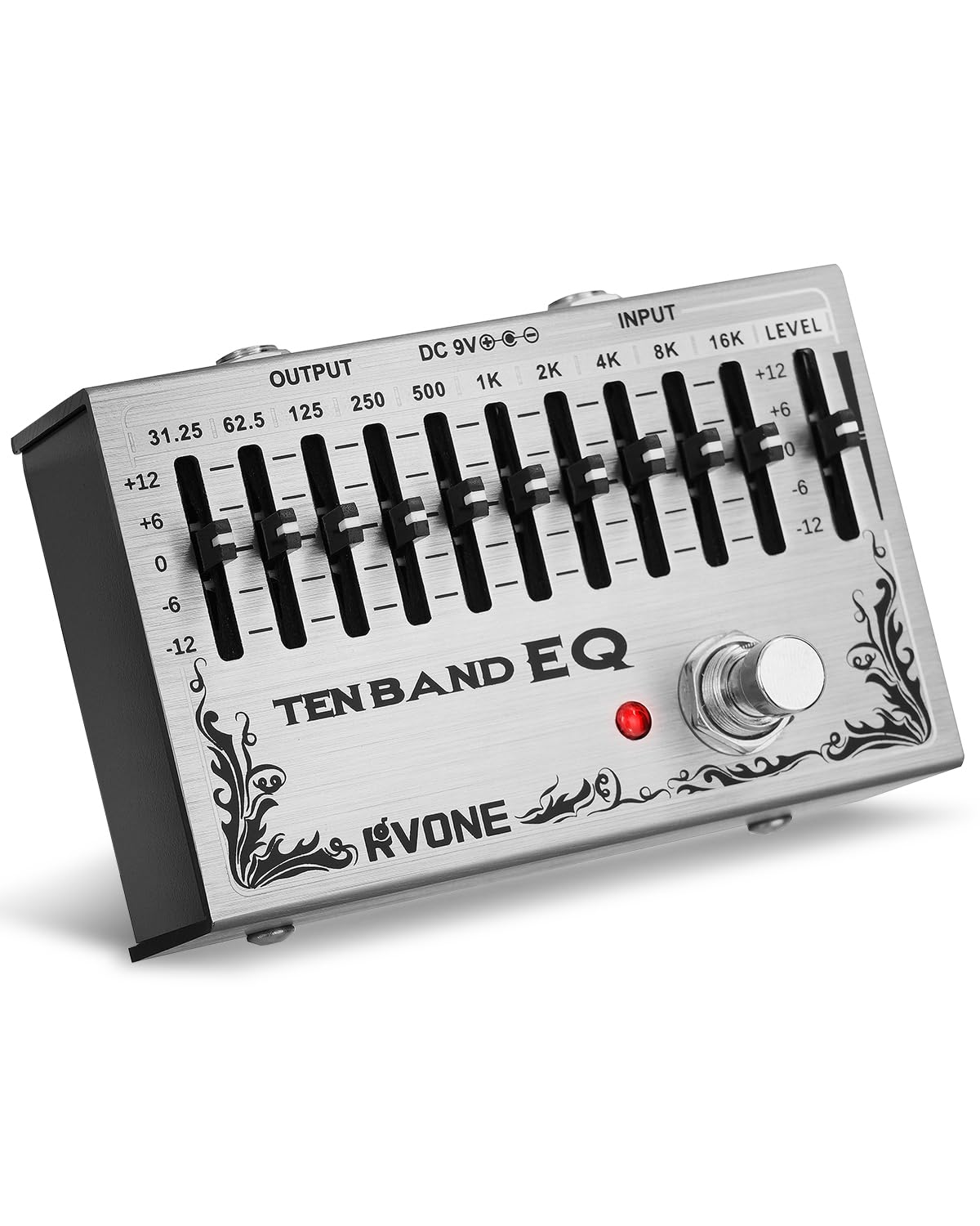 RVONE 10-Band Equalizer Pedal | Low-Noise EQ Pedal for Guitar, Bass & Pedalboards | True Bypass for Pure Signal Effects Chain | 