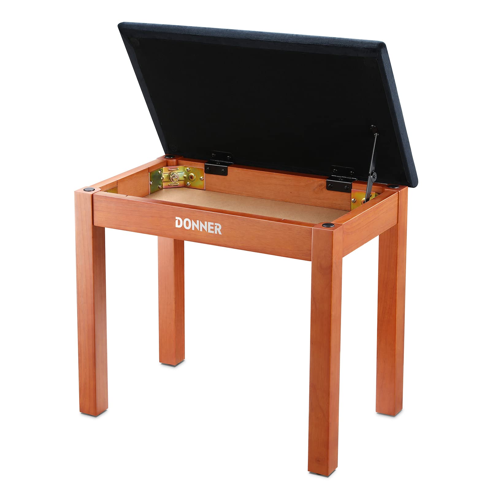 Donner Piano Bench with Storage, Solid Wood Keyboard Bench Piano Bookcase Stool Chair Seat with High-Density Suede Cushion, Wood