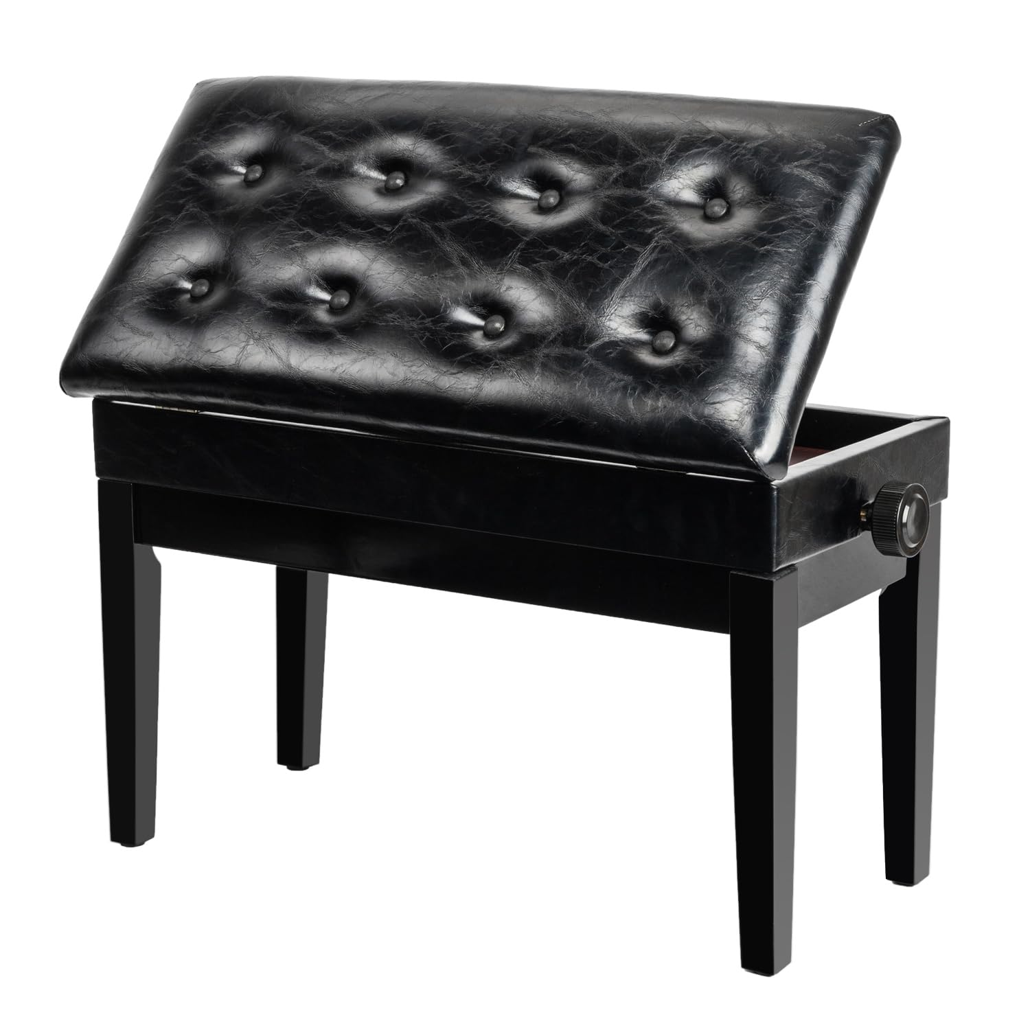 Bonnlo Adjustable Duet Piano Bench with Storage Black Faux Leather Piano Stool Deluxe Padded Seat with 2    Thick Cushion