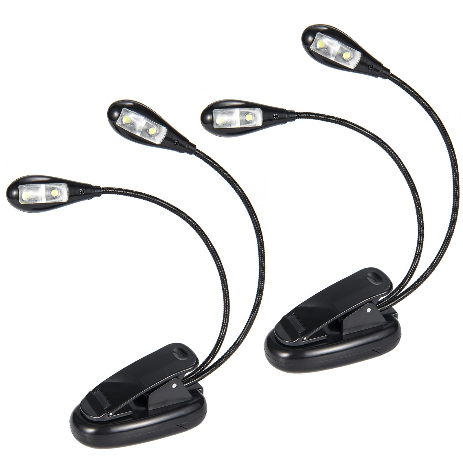 ASZUNE Music Stand Light 2Pack, Music Stand Light Clip On, Book Lights USB and AAA Battery Operated, Reading Lamp in Bed, 2 Brig