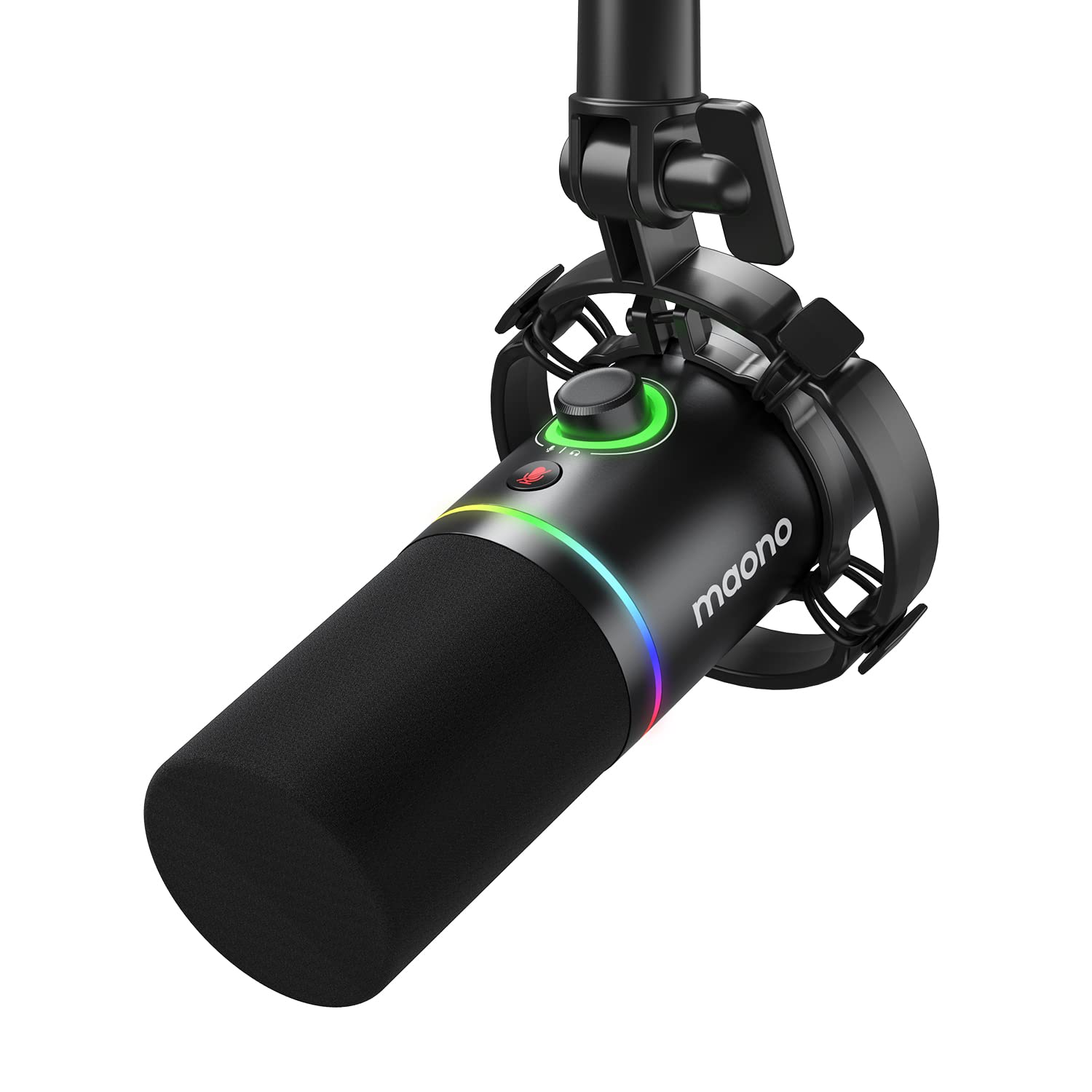 MAONO XLR/USB Dynamic Microphone, RGB Podcast Mic with Software for Streaming, Gaming, Recording, Voice-Over, Metal Microphone w