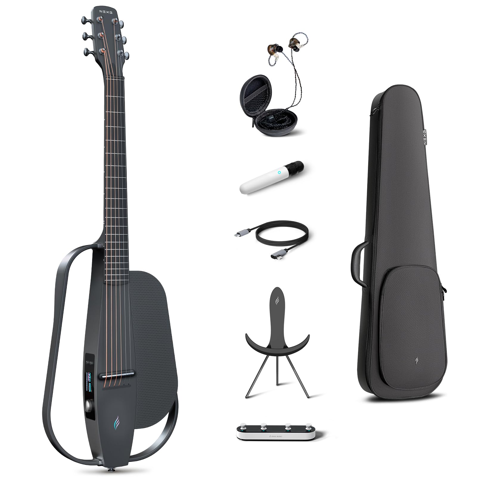 Enya Nexg 2 Acoustic-Electric Guitar Carbon Fiber Travel Smart Audio Guitar With 50W Wireless Speaker, Wireless Microphone, Hi-F