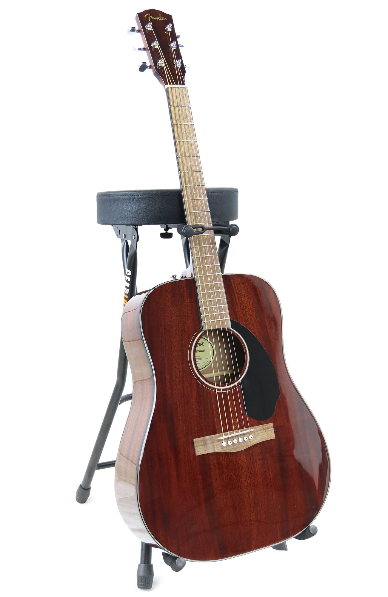 Gearlux Foldable Guitar Stool with Padded Seat, Built-in Guitar Stand, and Molded Cradles for Acoustic, Electric, and Bass Guita